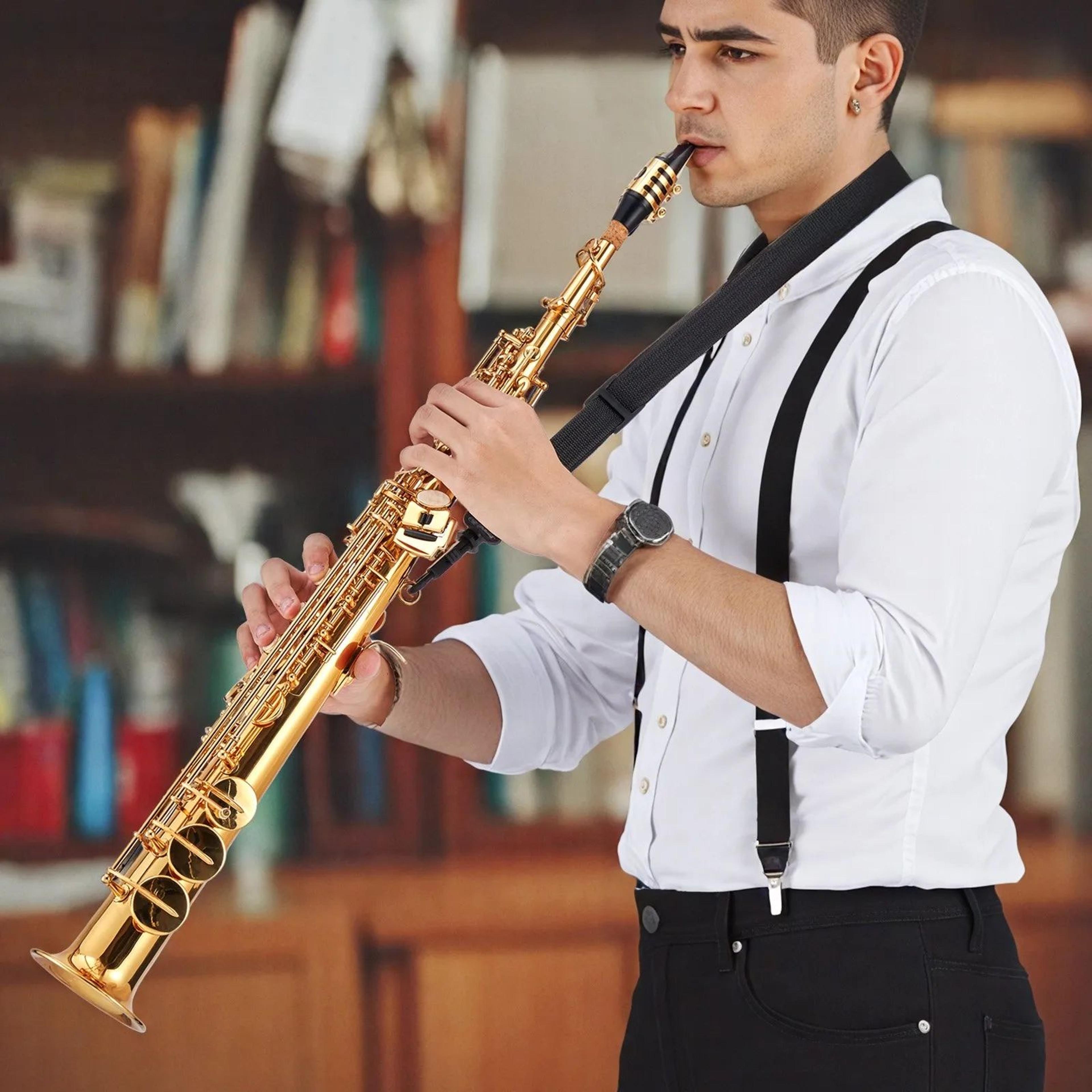 B Flat Straight Soprano Saxophone Beginner Kit With 23 Keys And Carrying Case 5