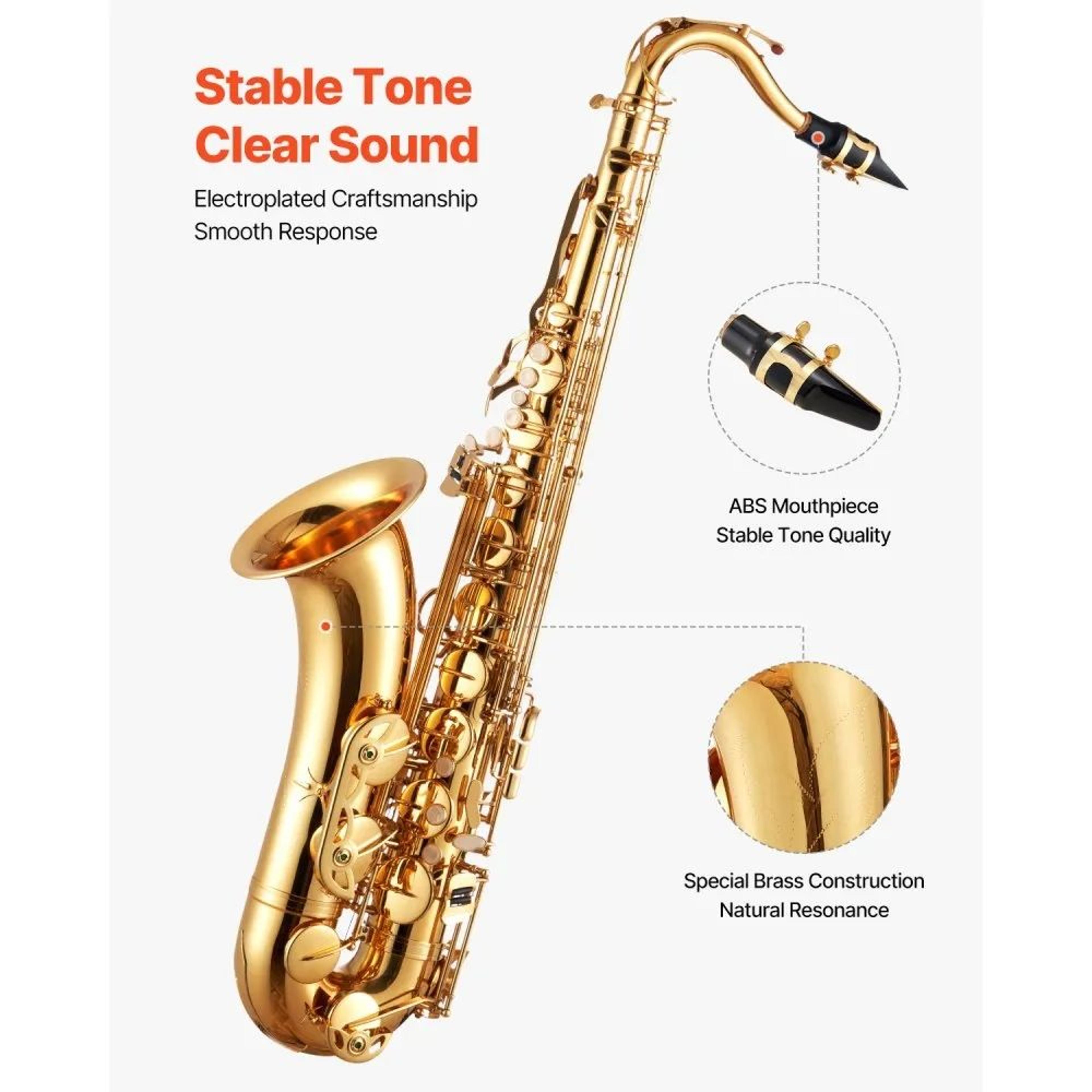 B Flat Tenor Saxophone Beginner Kit With 23 Keys And Brass Body 4