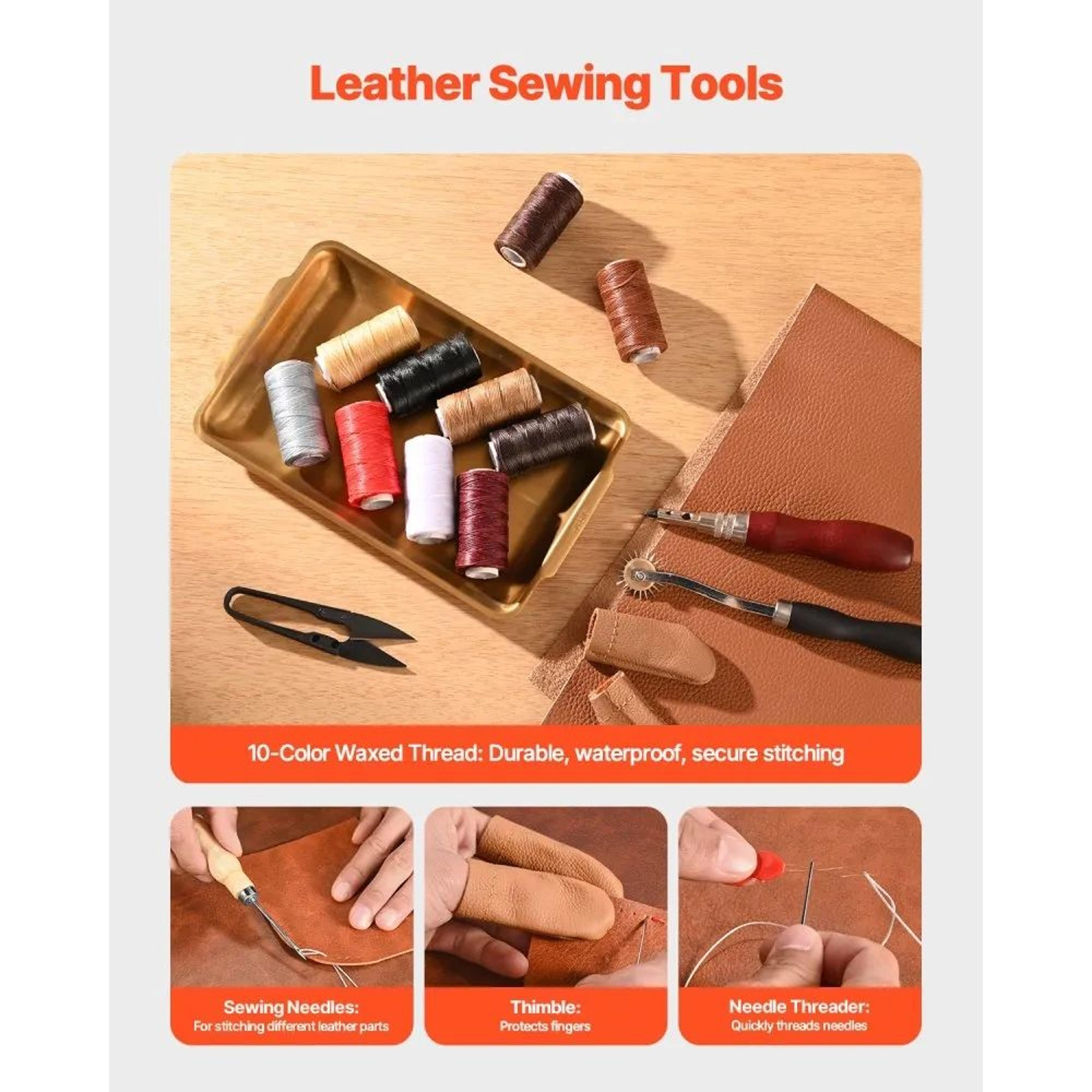 38Piece Leather Working Tools Kit With Canvas Storage Bag For DIY Crafting 2