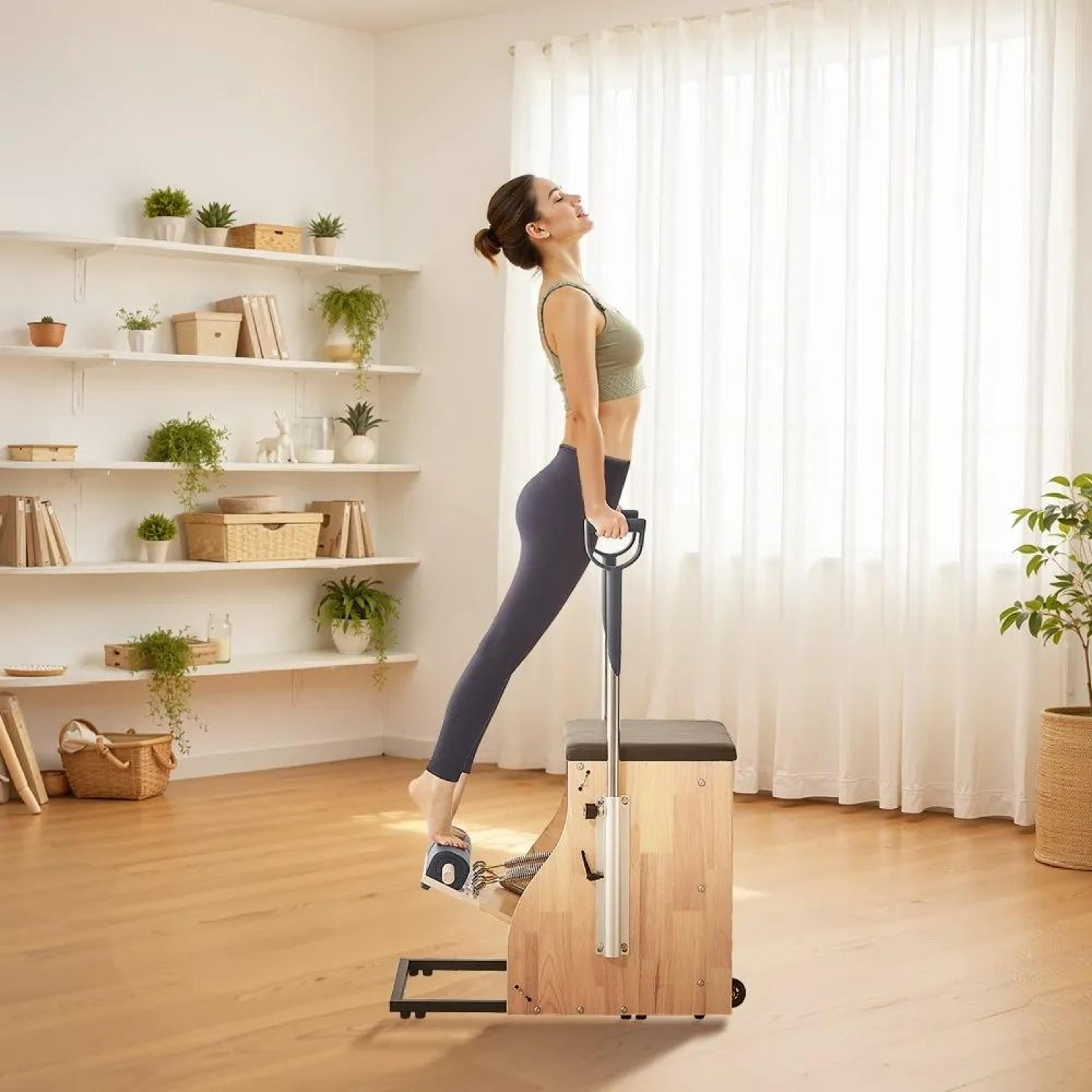 Pilates Chair With Split Pedals Adjustable Resistance And Solid Rubberwood Frame 6