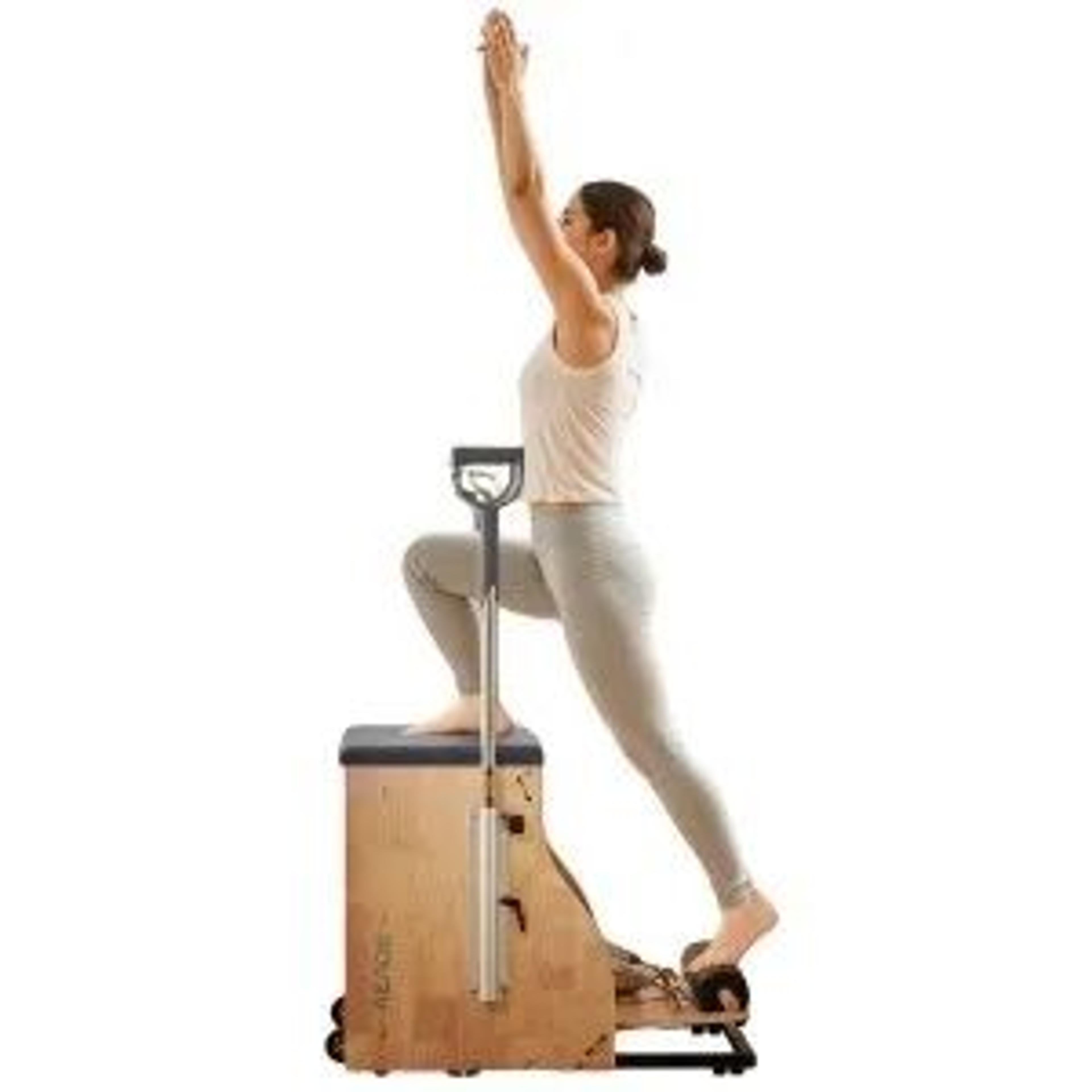 pilates chair with split pedals adjustable resistance and solid rubberwood frame