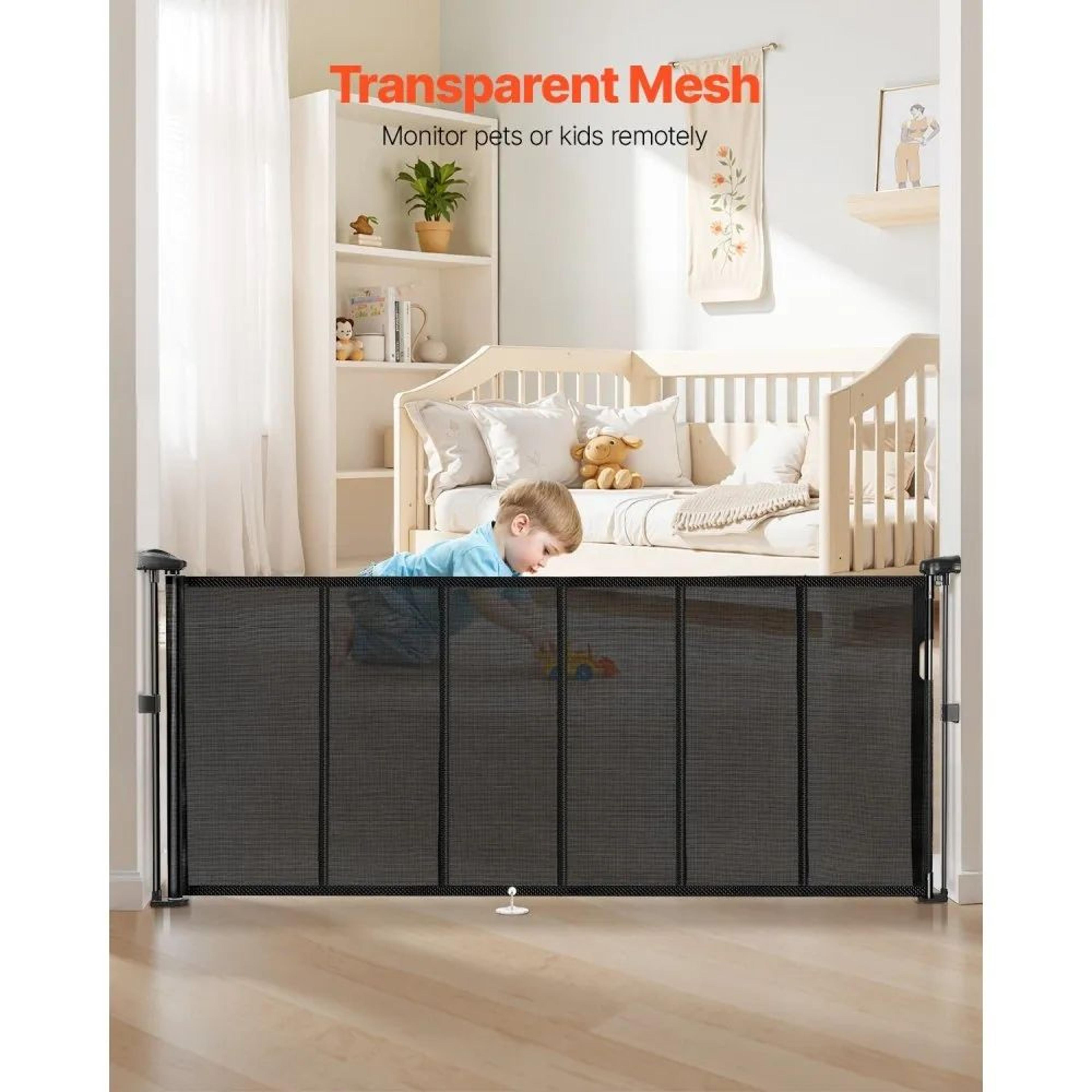 Retractable Baby Gate 342 Inch Tall Mesh Safety Gate For Kids And Pets 1