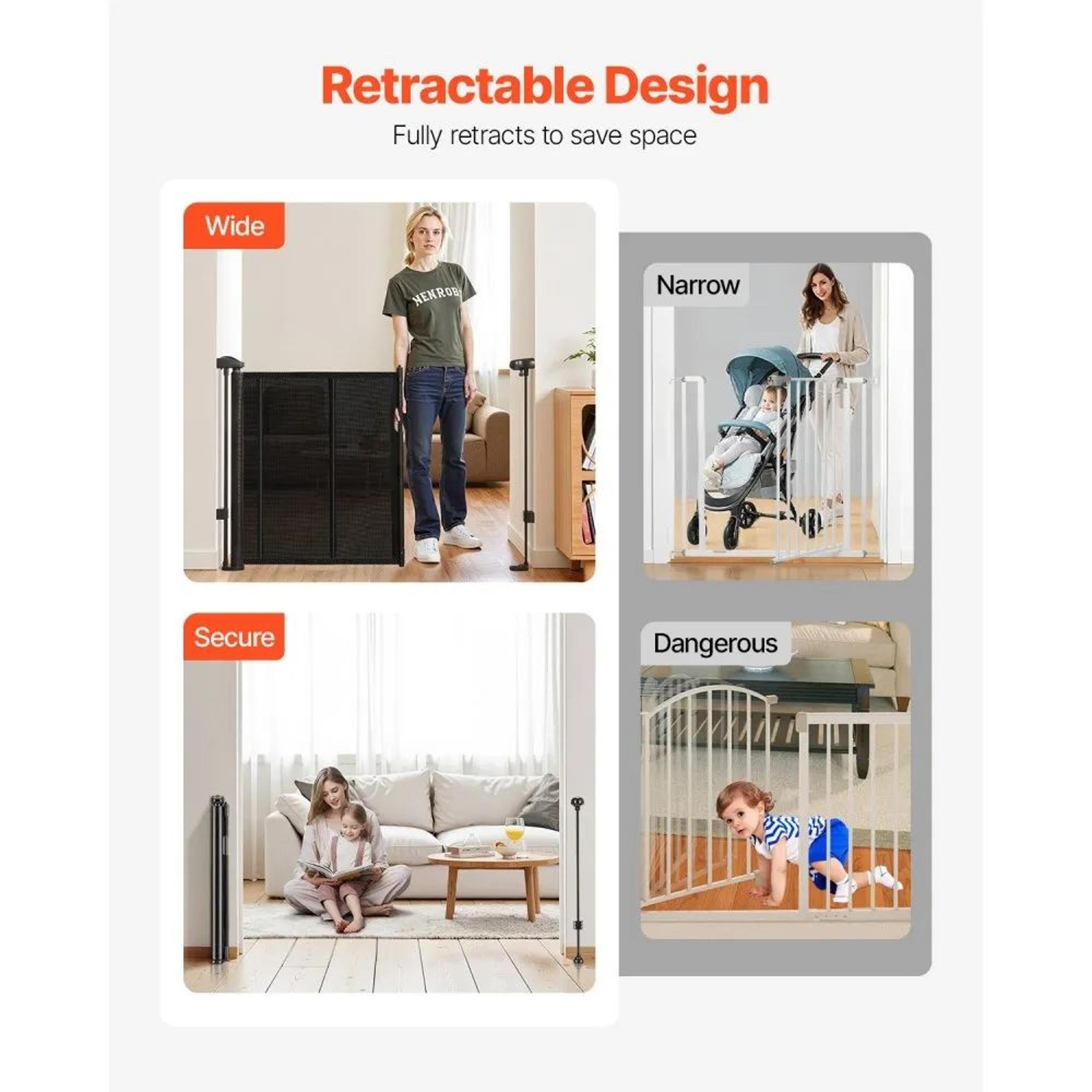 Retractable Baby Gate 342 Inch Tall Mesh Safety Gate For Kids And Pets 4