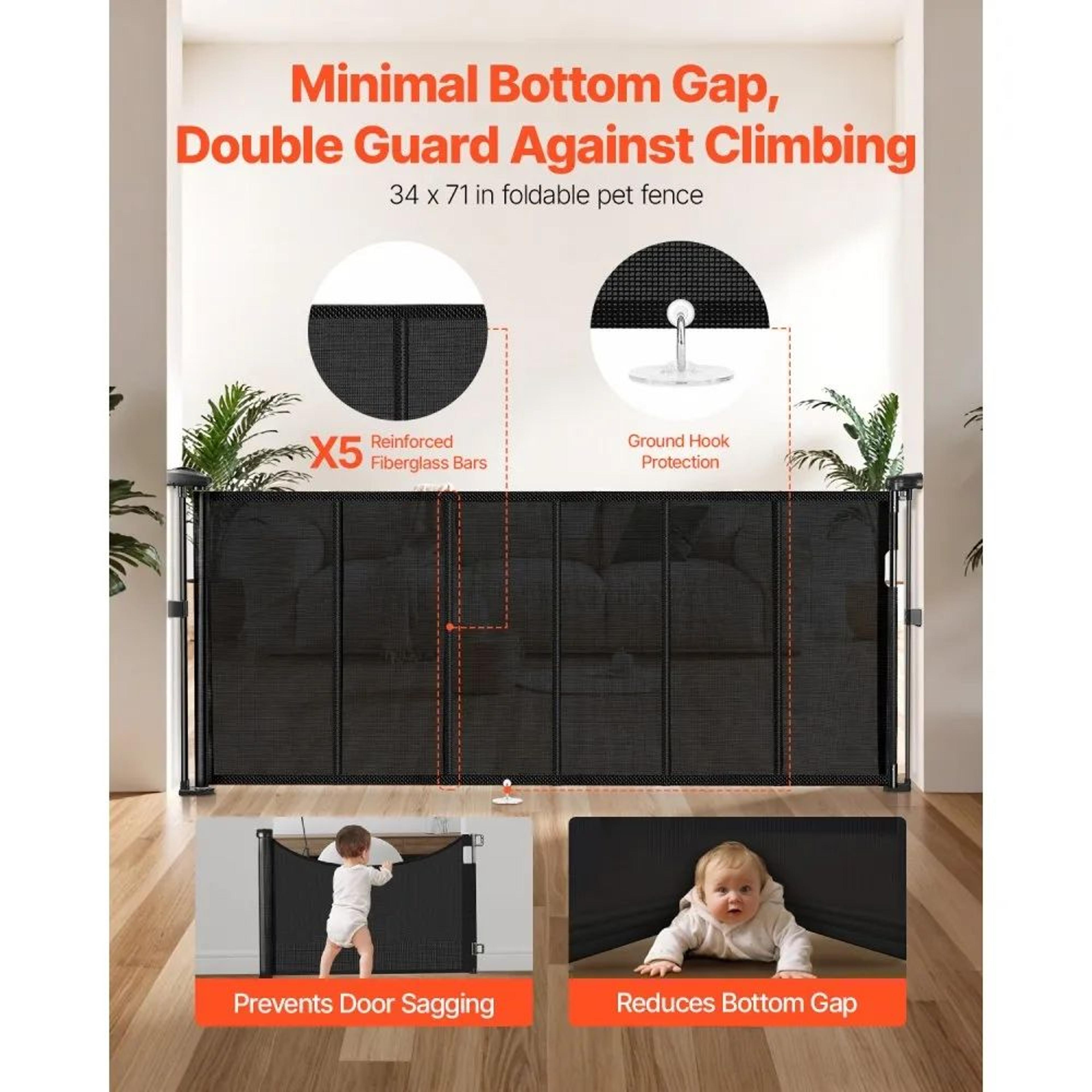 Retractable Baby Gate 342 Inch Tall Mesh Safety Gate For Kids And Pets 2