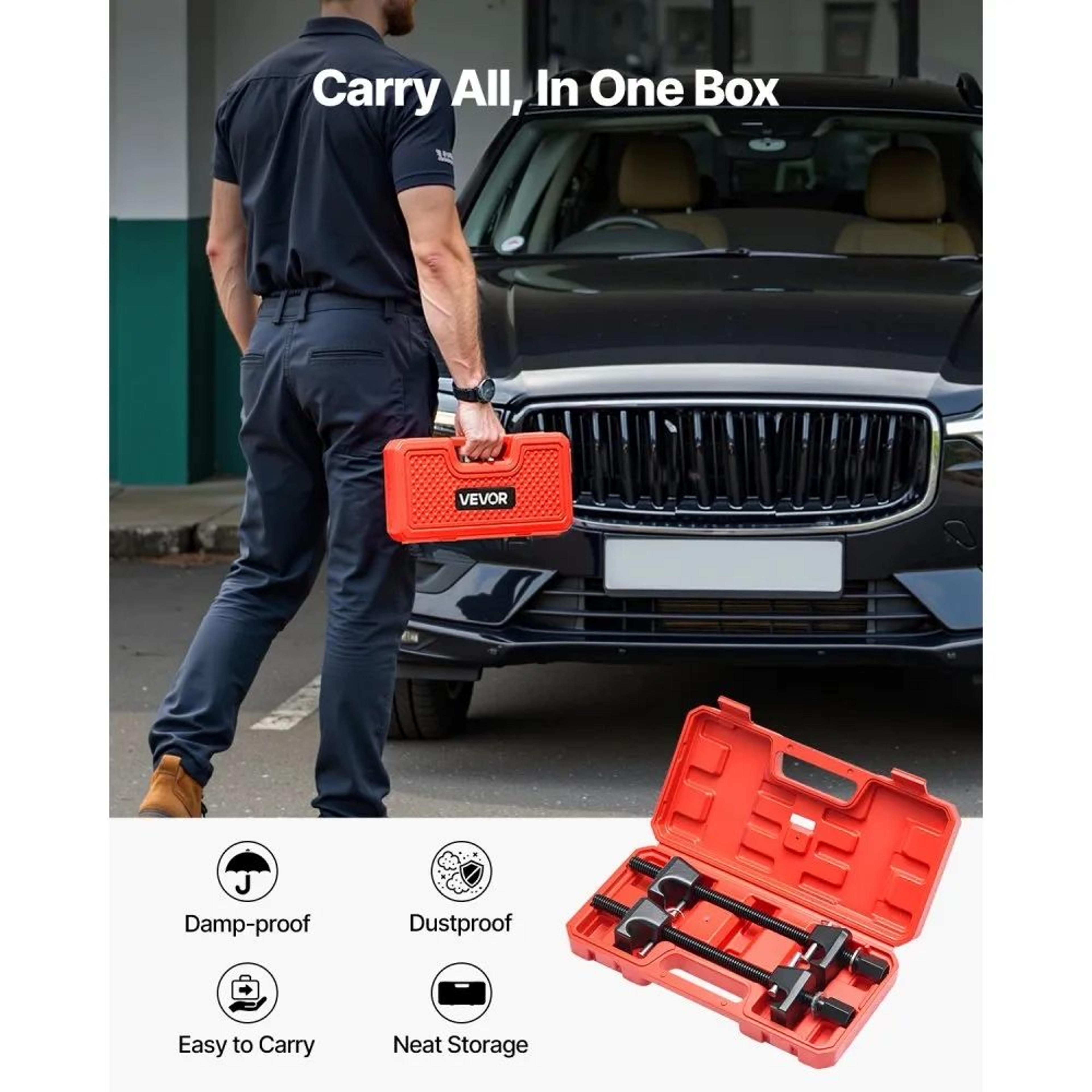 Heavy Duty Strut Spring Compressor Tool Set With 4 Safety Pins And Storage Case 4