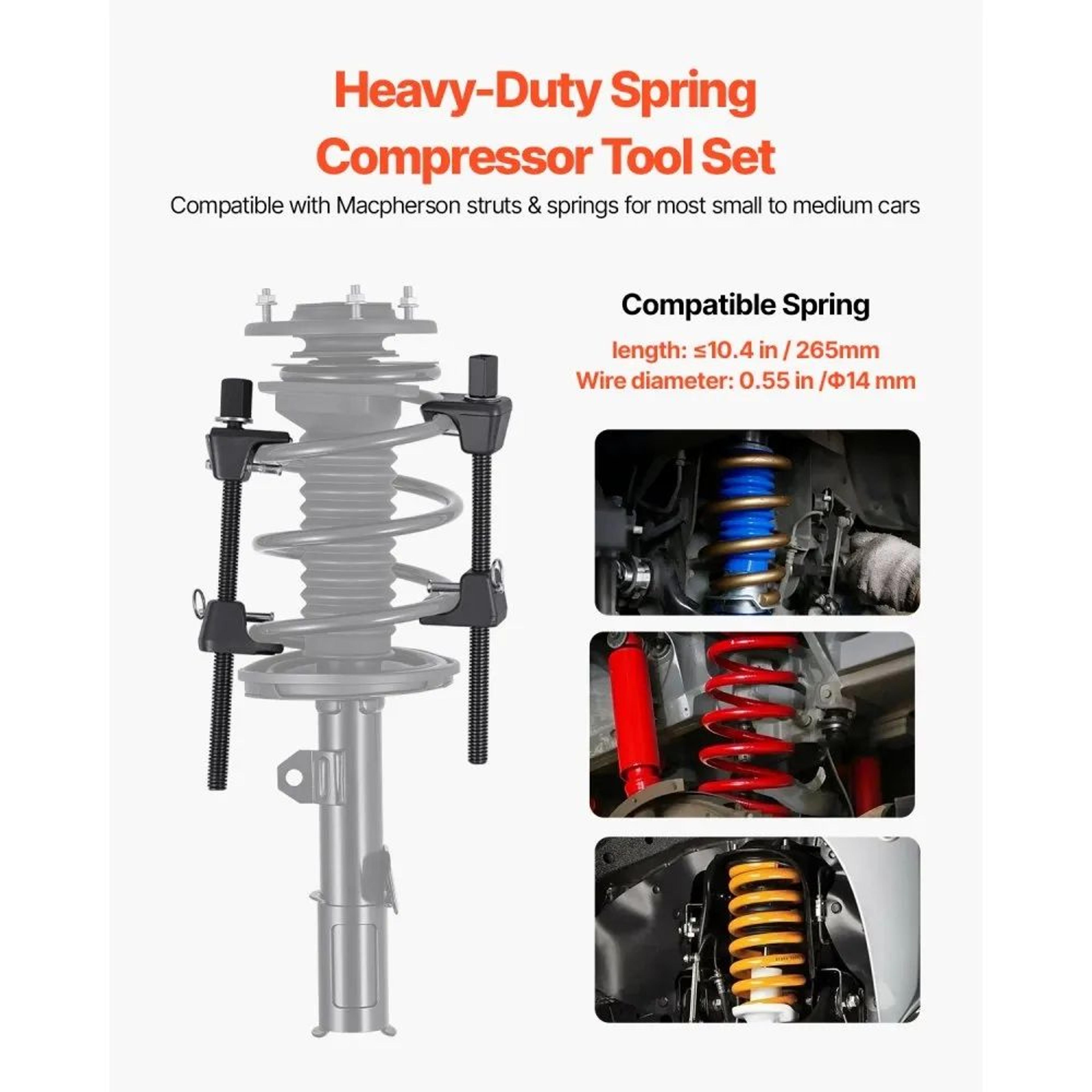 Heavy Duty Strut Spring Compressor Tool Set With 4 Safety Pins And Storage Case 3