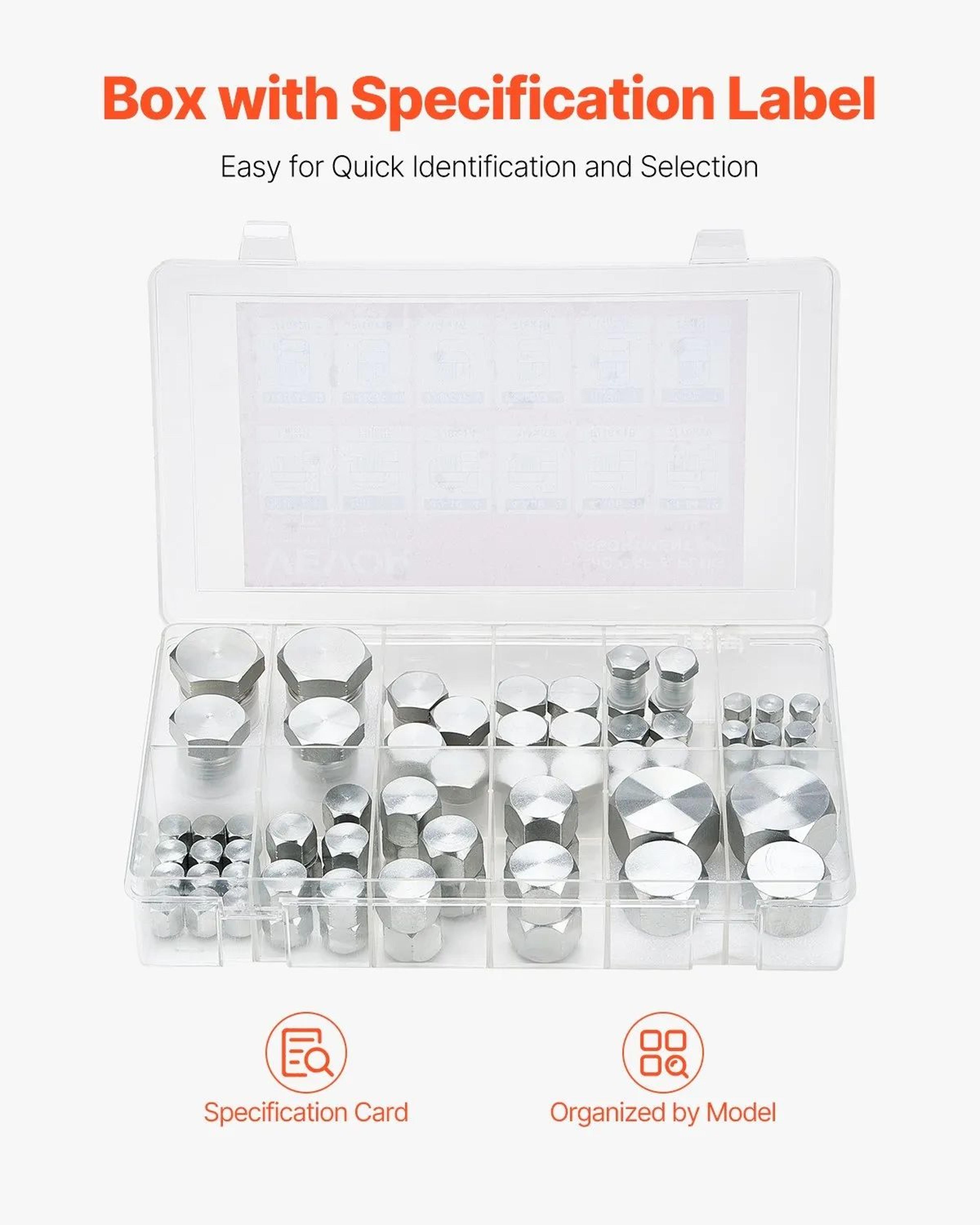 72Piece JIC Hydraulic Fittings Cap And Plug Kit With 37 Precision Threads 4