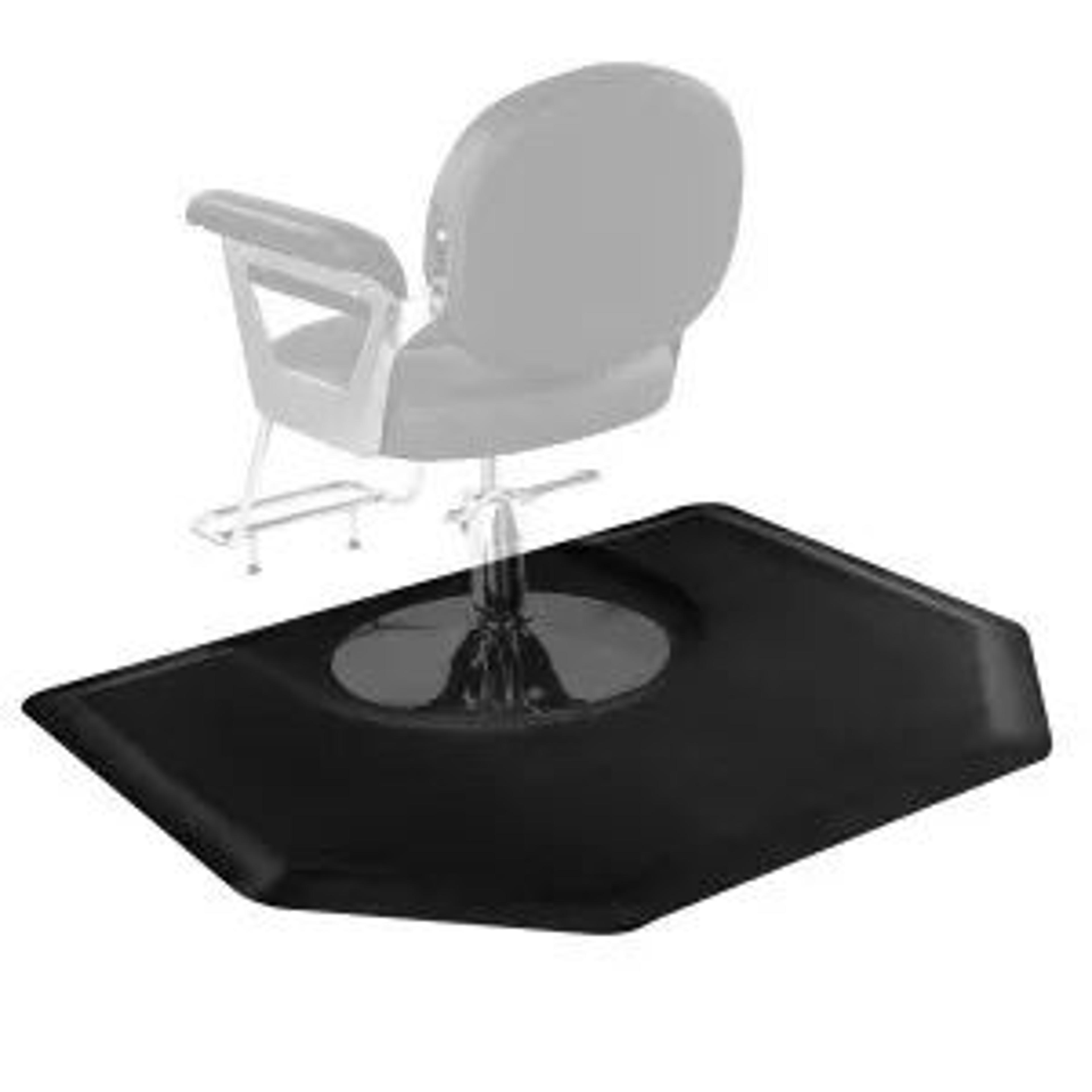 anti-fatigue salon chair mat with 1/2-inch cushioning and hexagon design