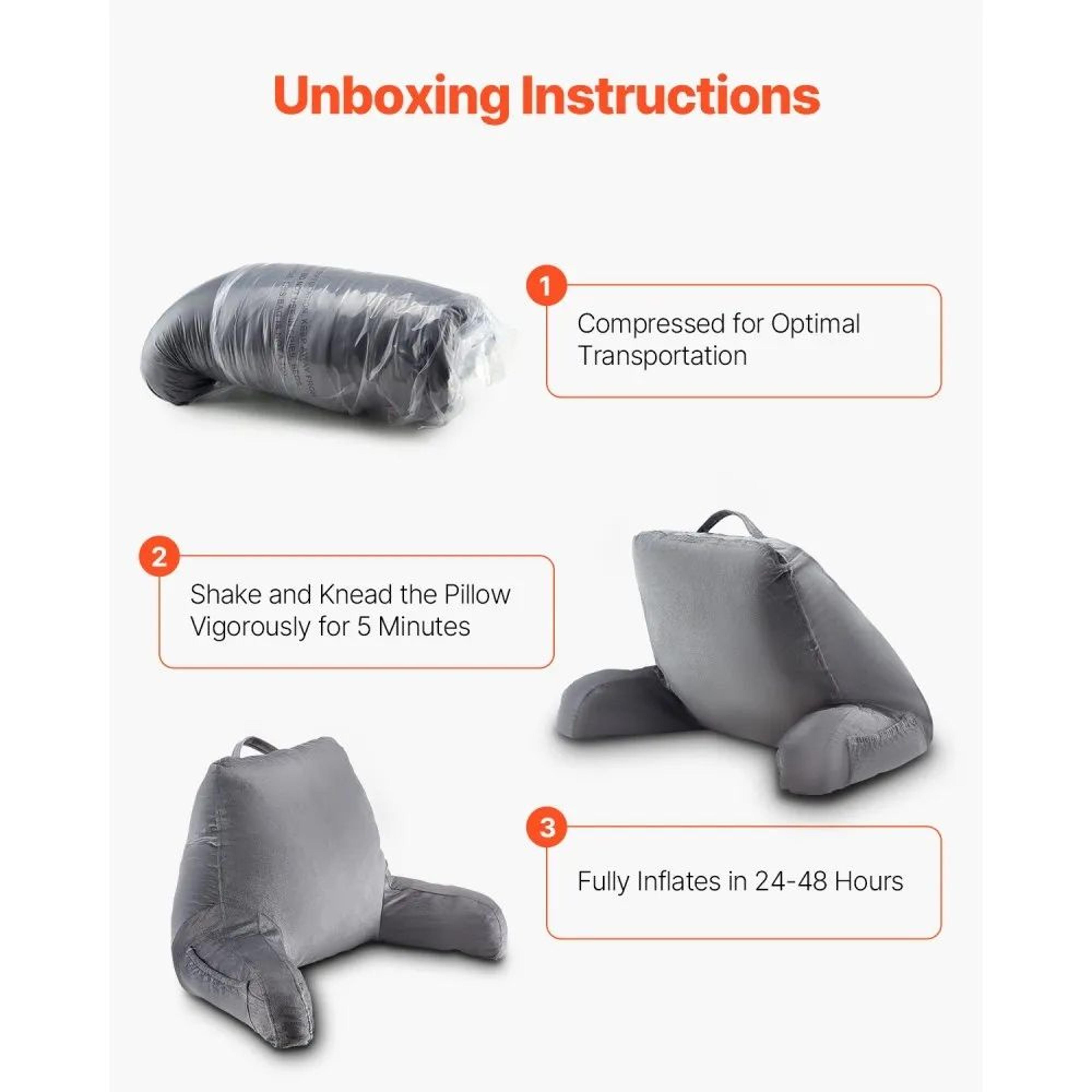 Shredded Memory Foam Reading Pillow With 3 Pockets And Washable Velvet Cover 5
