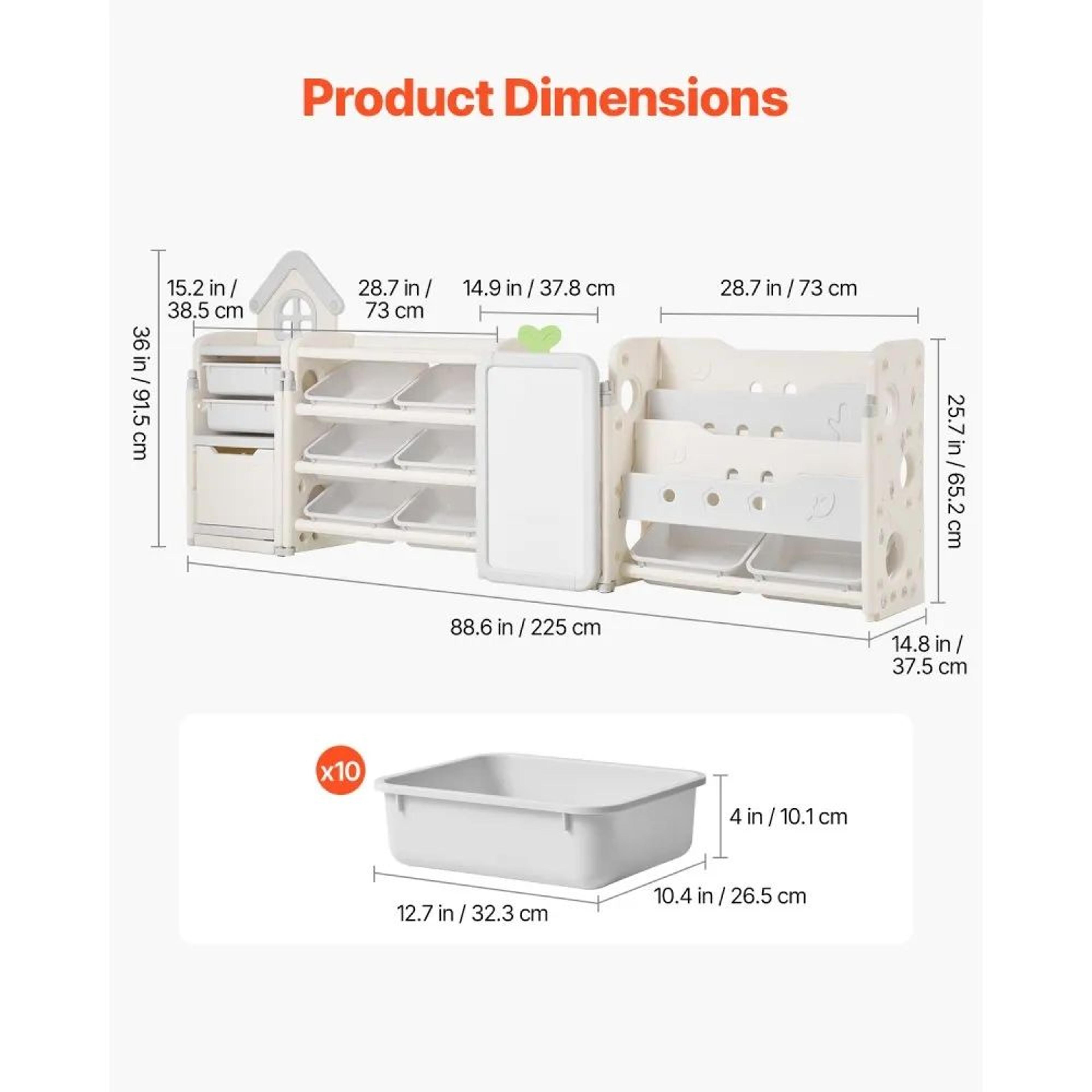 Kids Toy Storage Organizer With Bookshelf And 10 Removable Bins 7