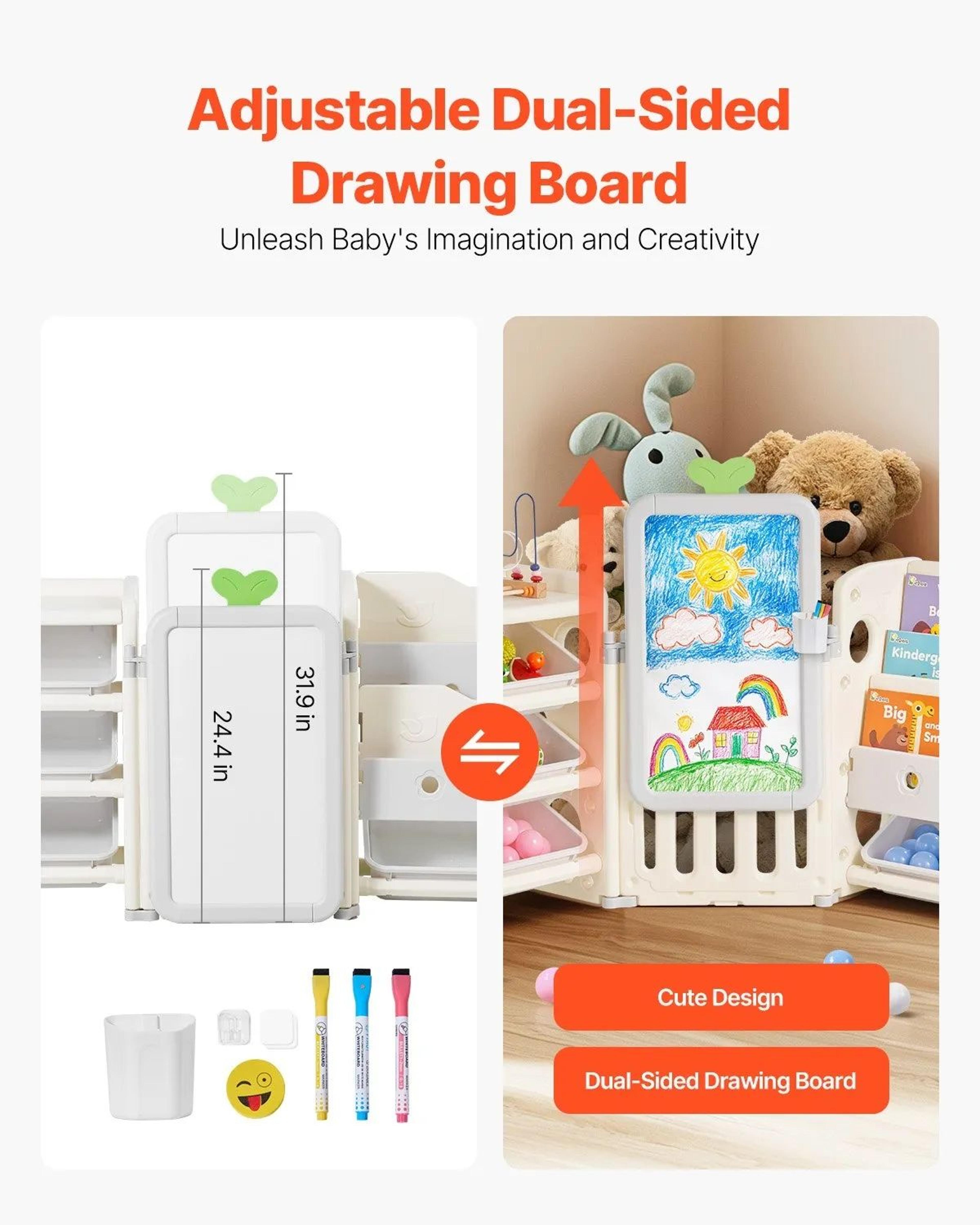 Kids Toy Storage Organizer With Bookshelf And 10 Removable Bins 1