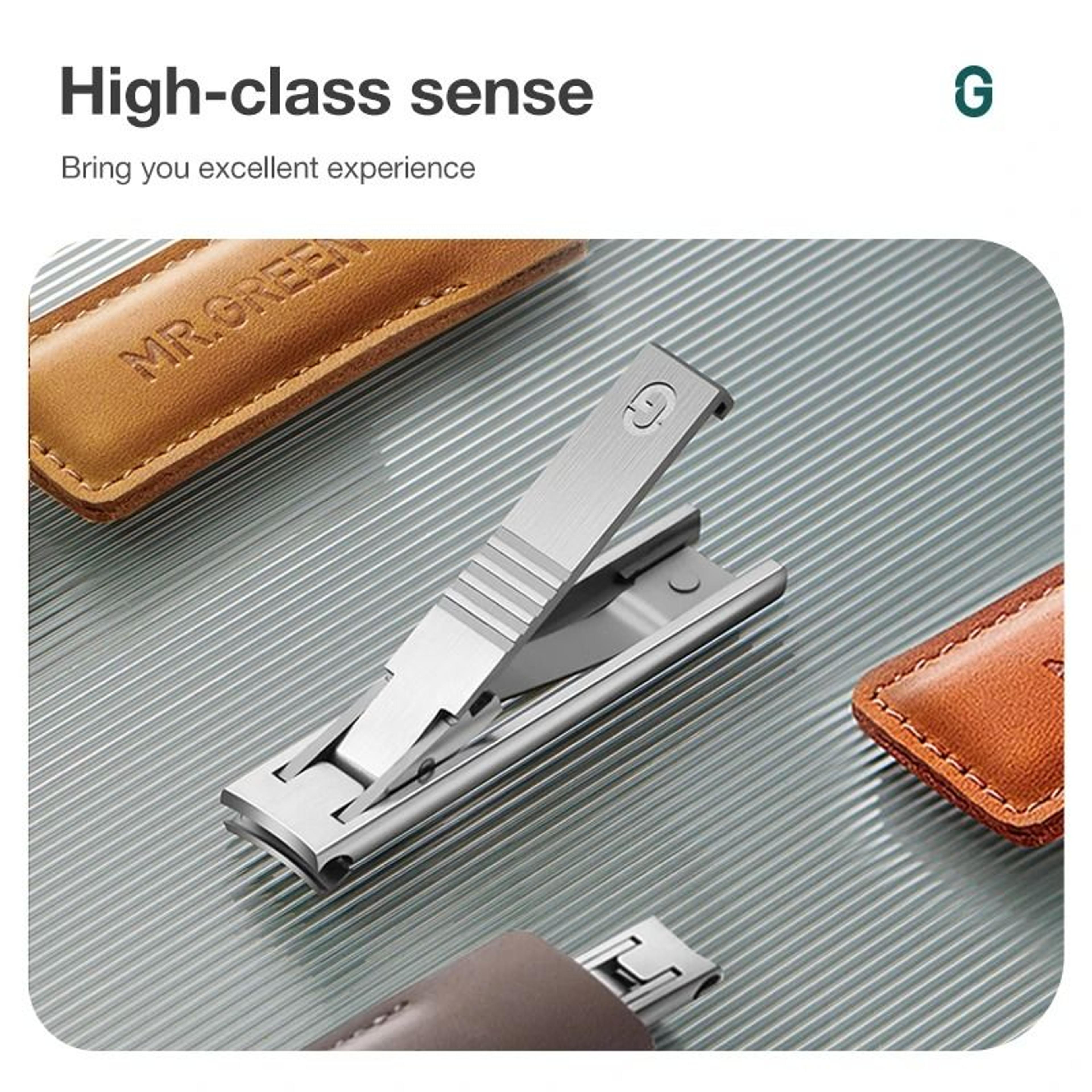 premium ultra slim stainless steel nail clippers with leather cover for precision grooming
