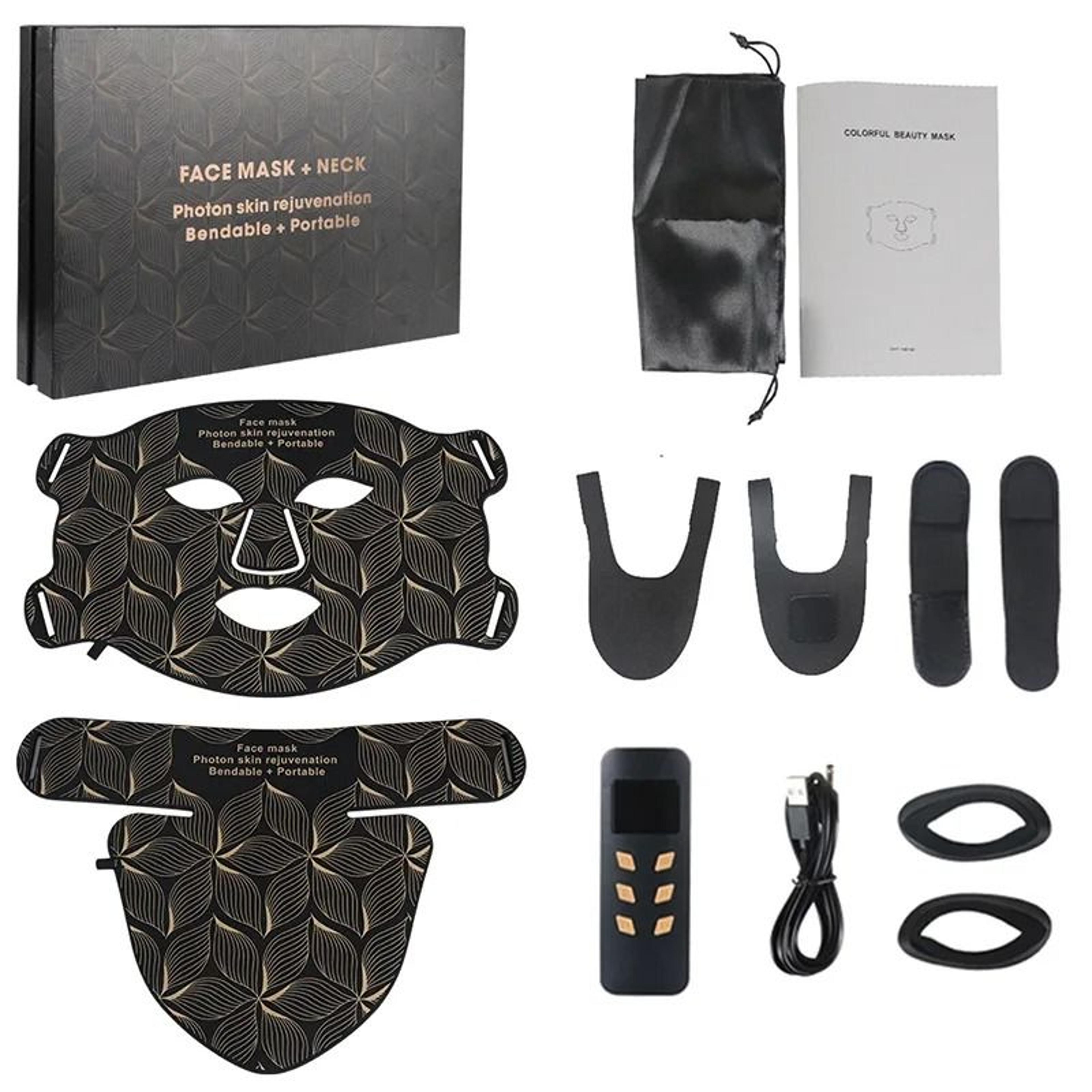 Eight Color LED Facial And Neck Mask With Light Therapy For Skin Firming Whitening And Oil Control 9