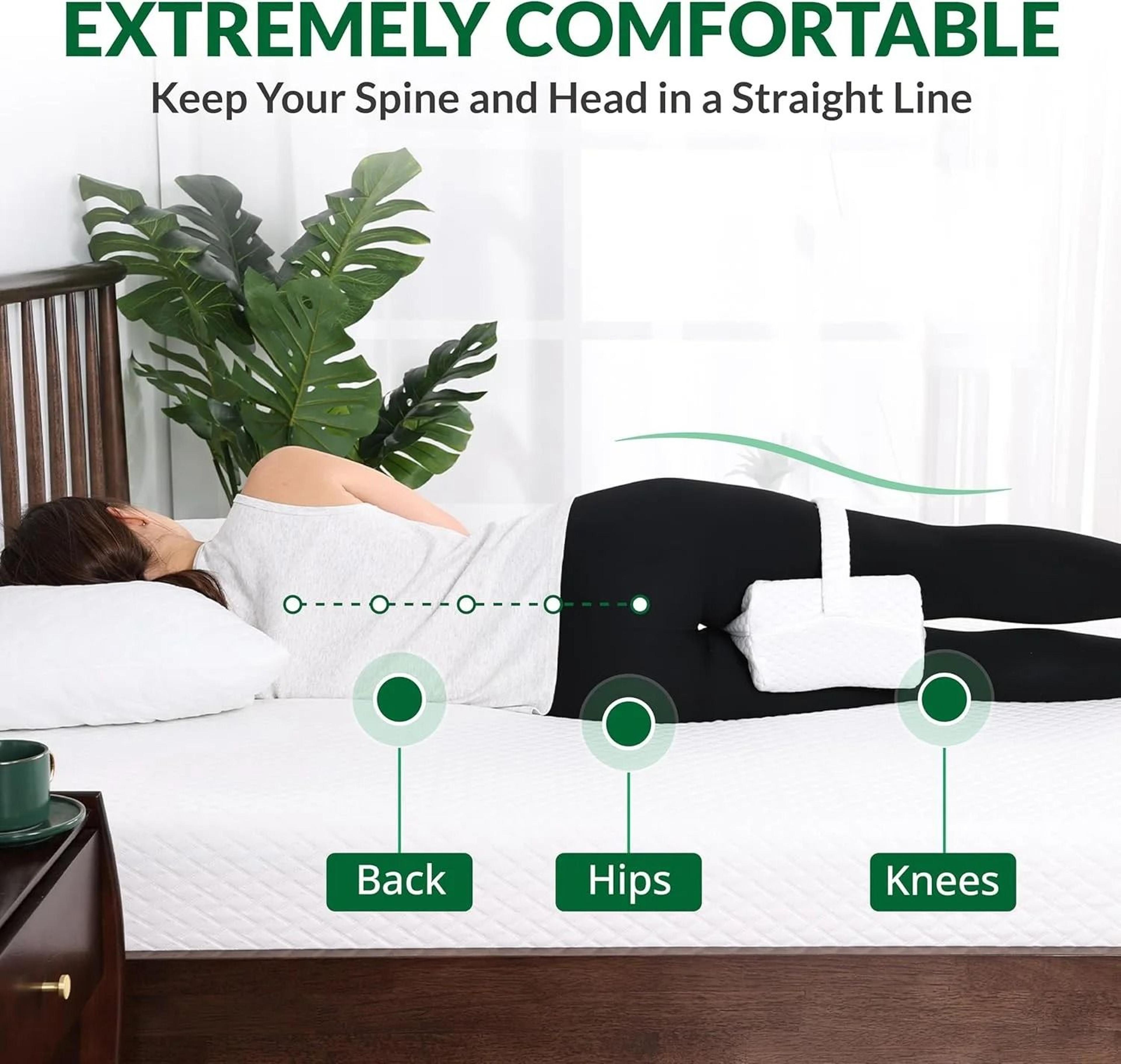 Memory Foam Knee Pillow With Adjustable Straps For Side Sleepers 3