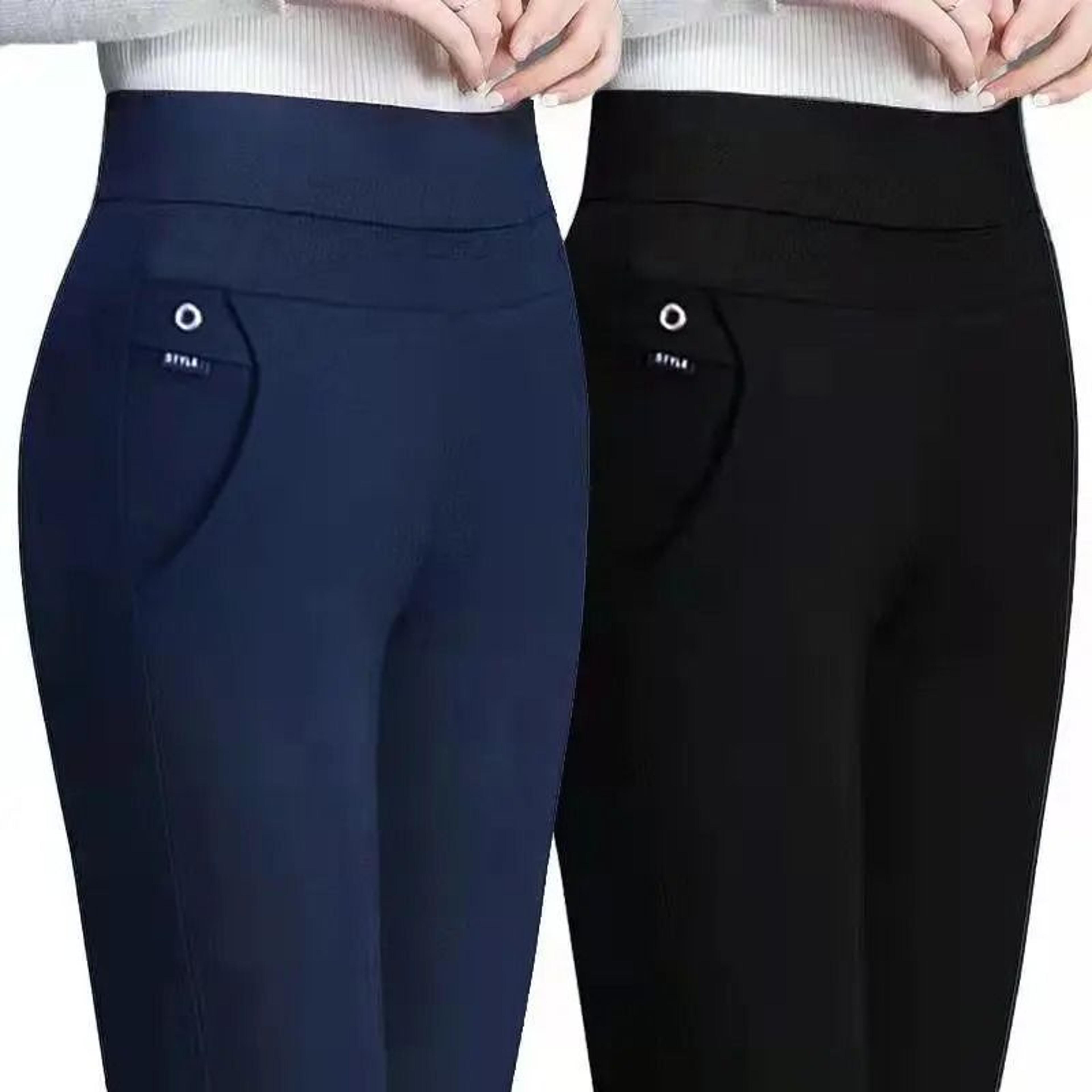 Elegant High Waist Straight Pants For Women With Elastic Waistband 2