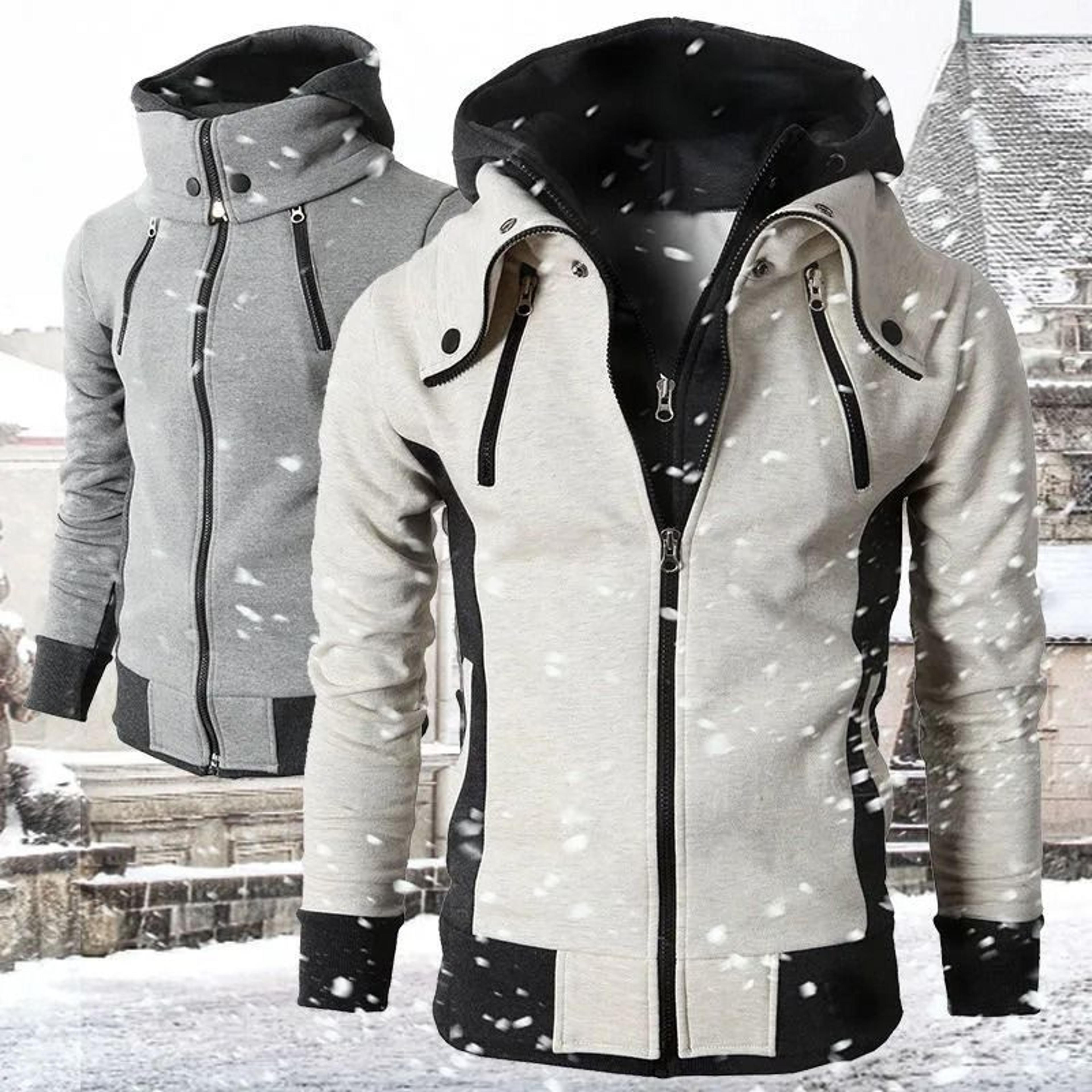mens zip up fleece bomber jacket hooded casual coat