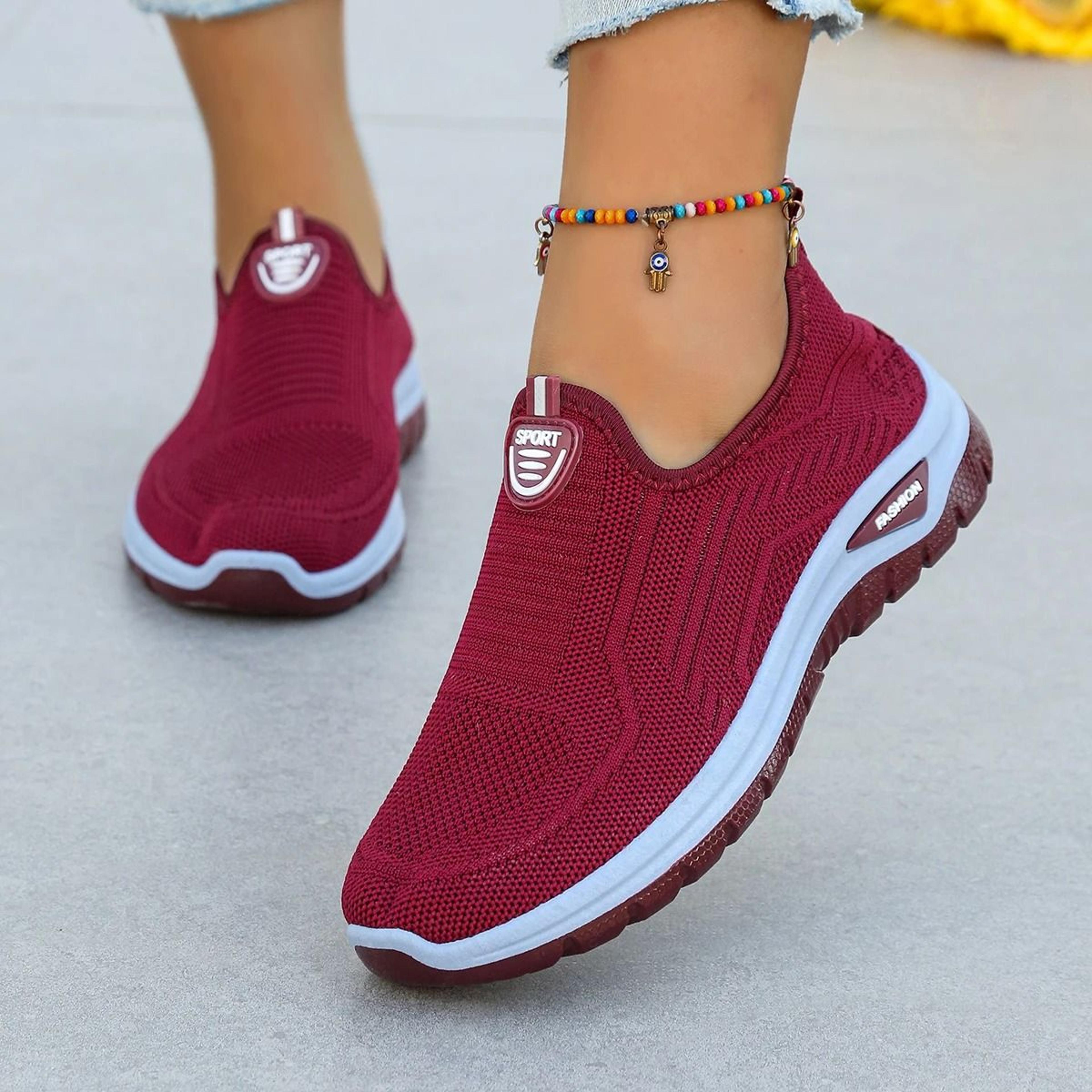 Womens Breathable SlipOn Sneakers Lightweight Woven Comfort Shoes 2