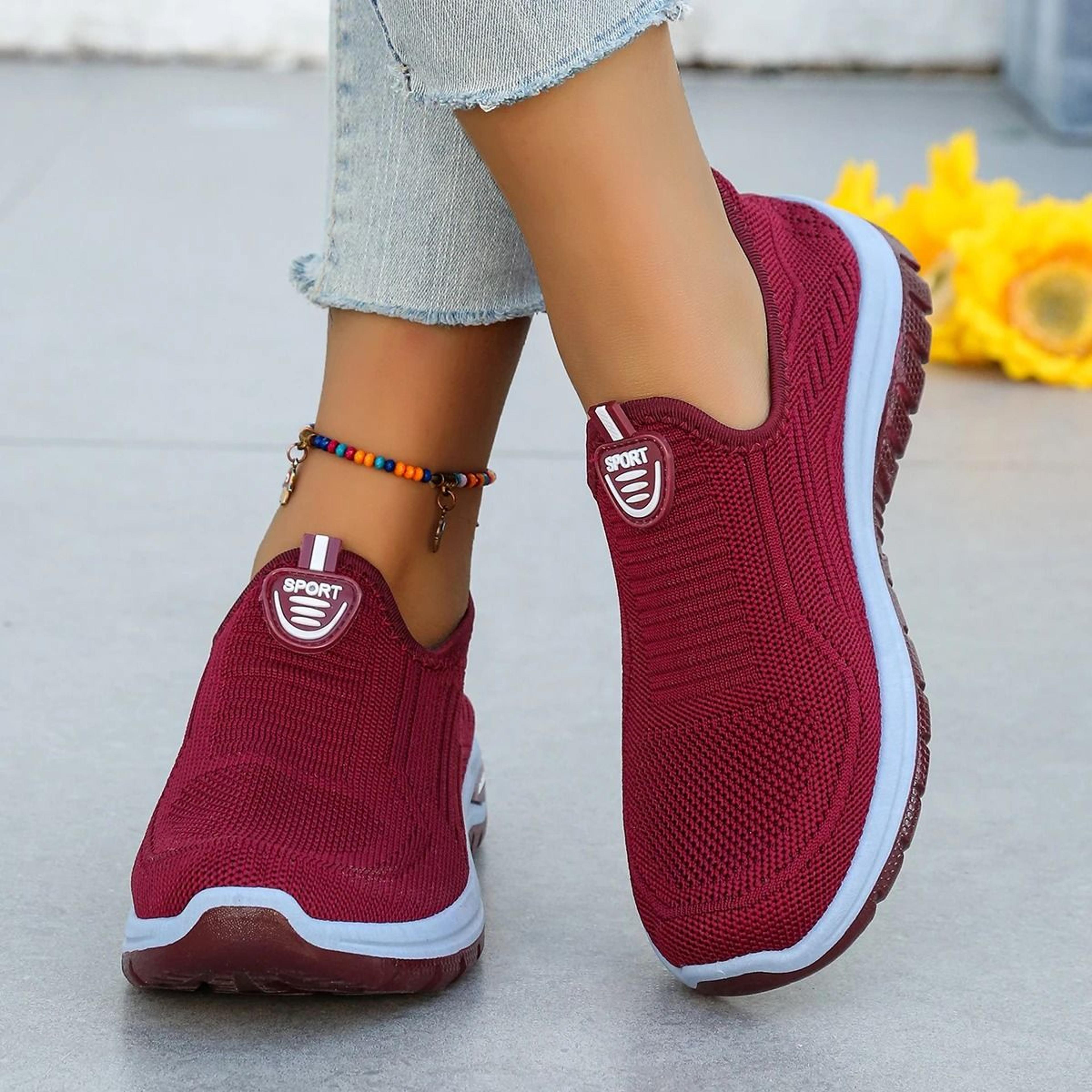 Womens Breathable SlipOn Sneakers Lightweight Woven Comfort Shoes 3