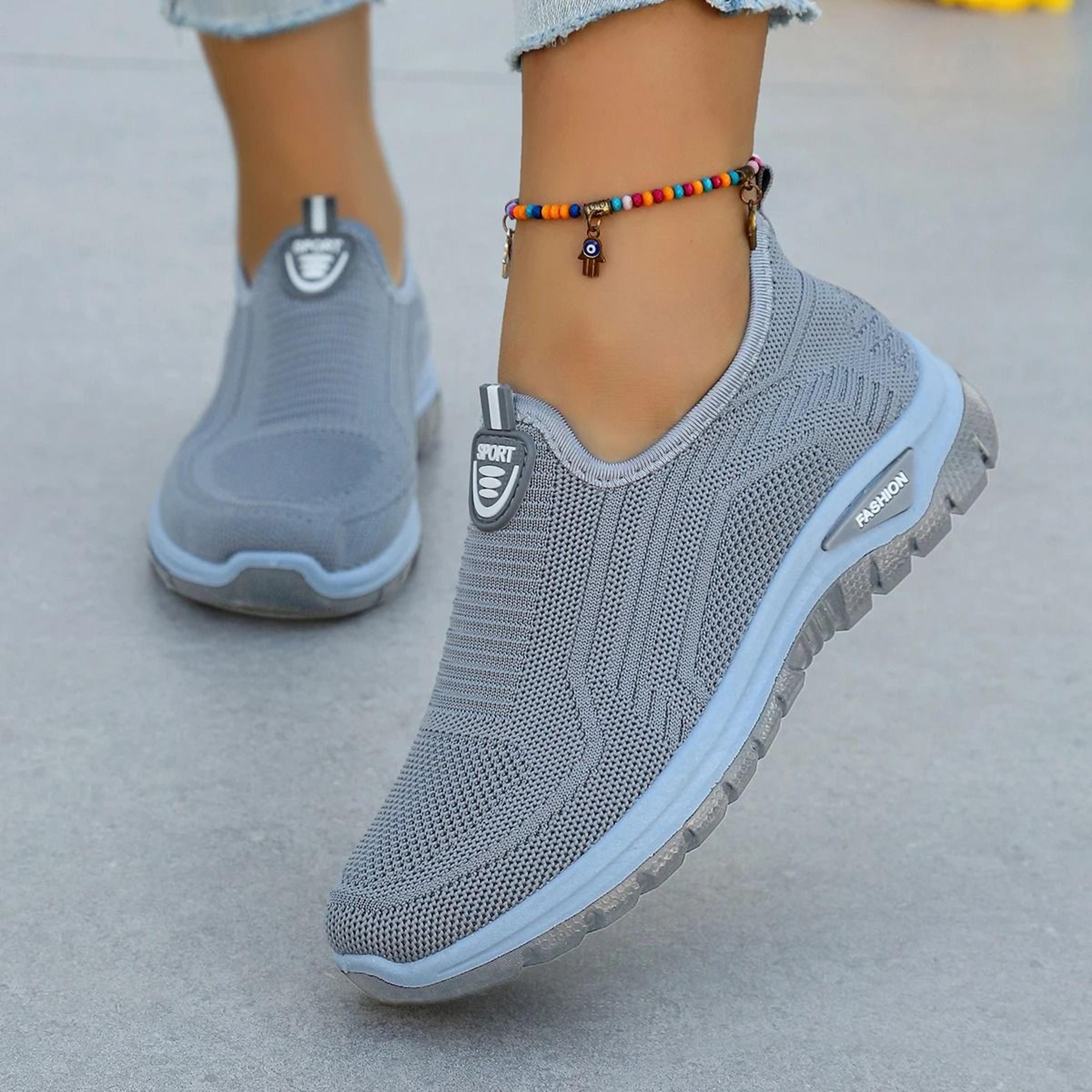 Womens Breathable SlipOn Sneakers Lightweight Woven Comfort Shoes 6