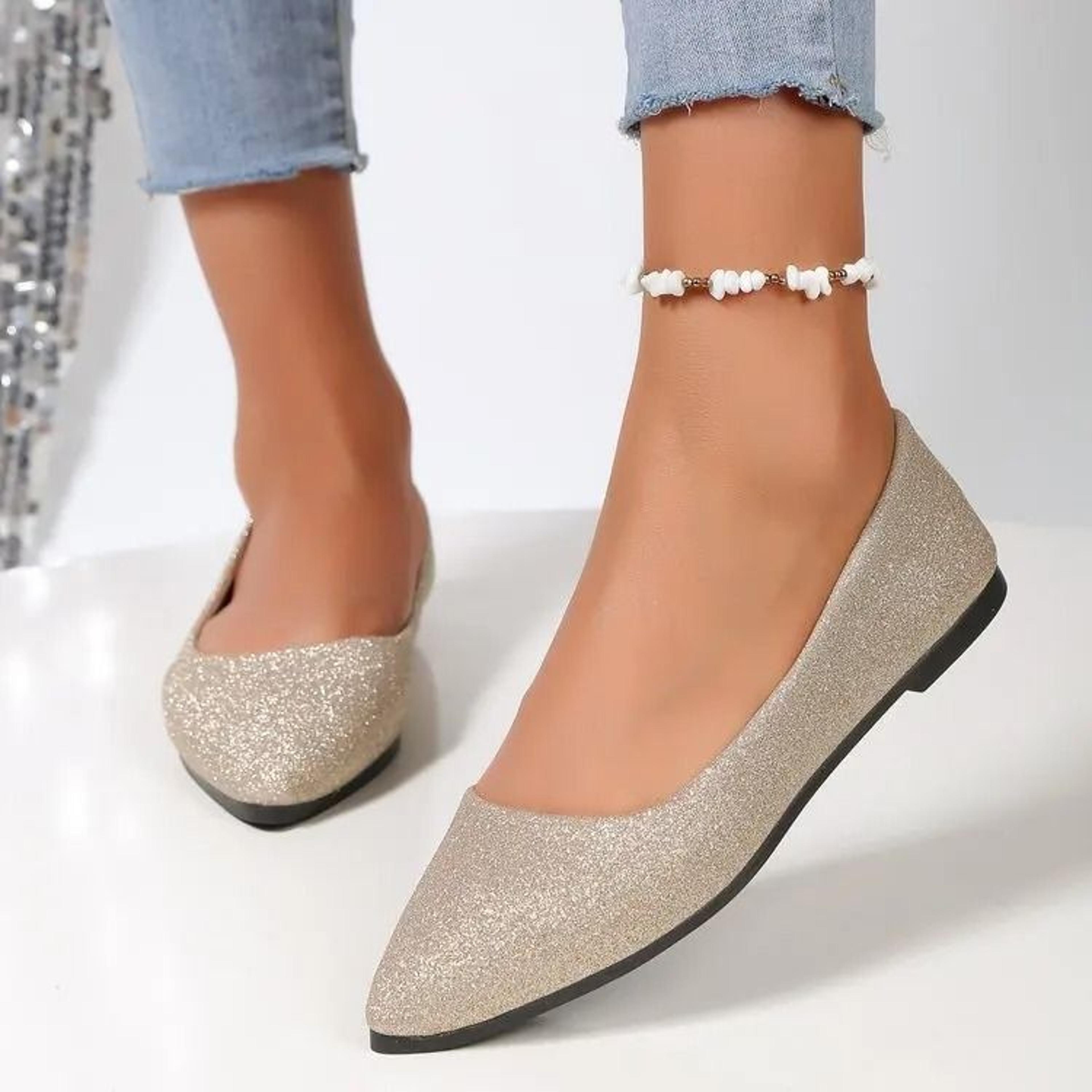 Women Pointed Toe Flat Ballerina Shoes 8