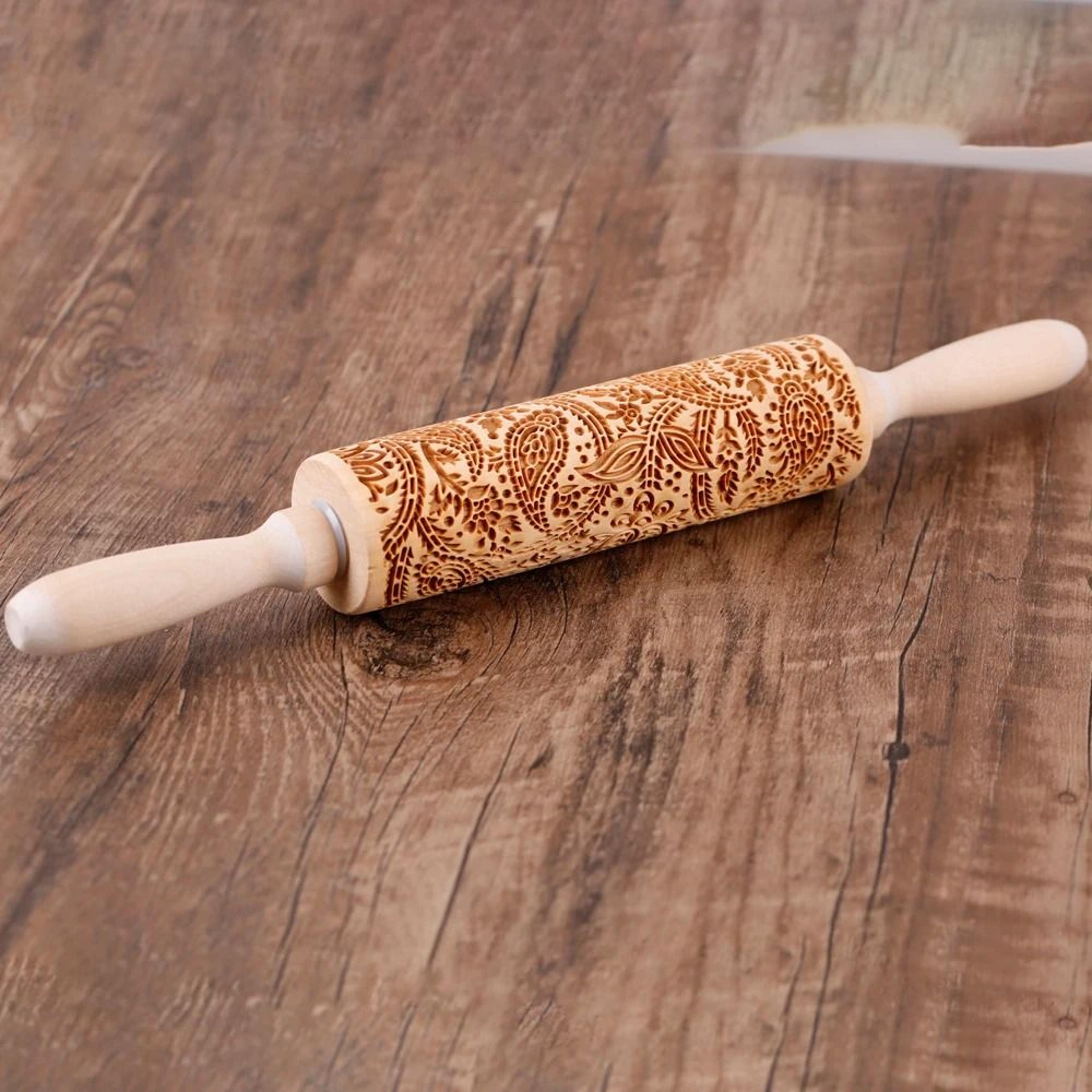 Engraved Wooden Rolling Pin For Decorative Baking 5