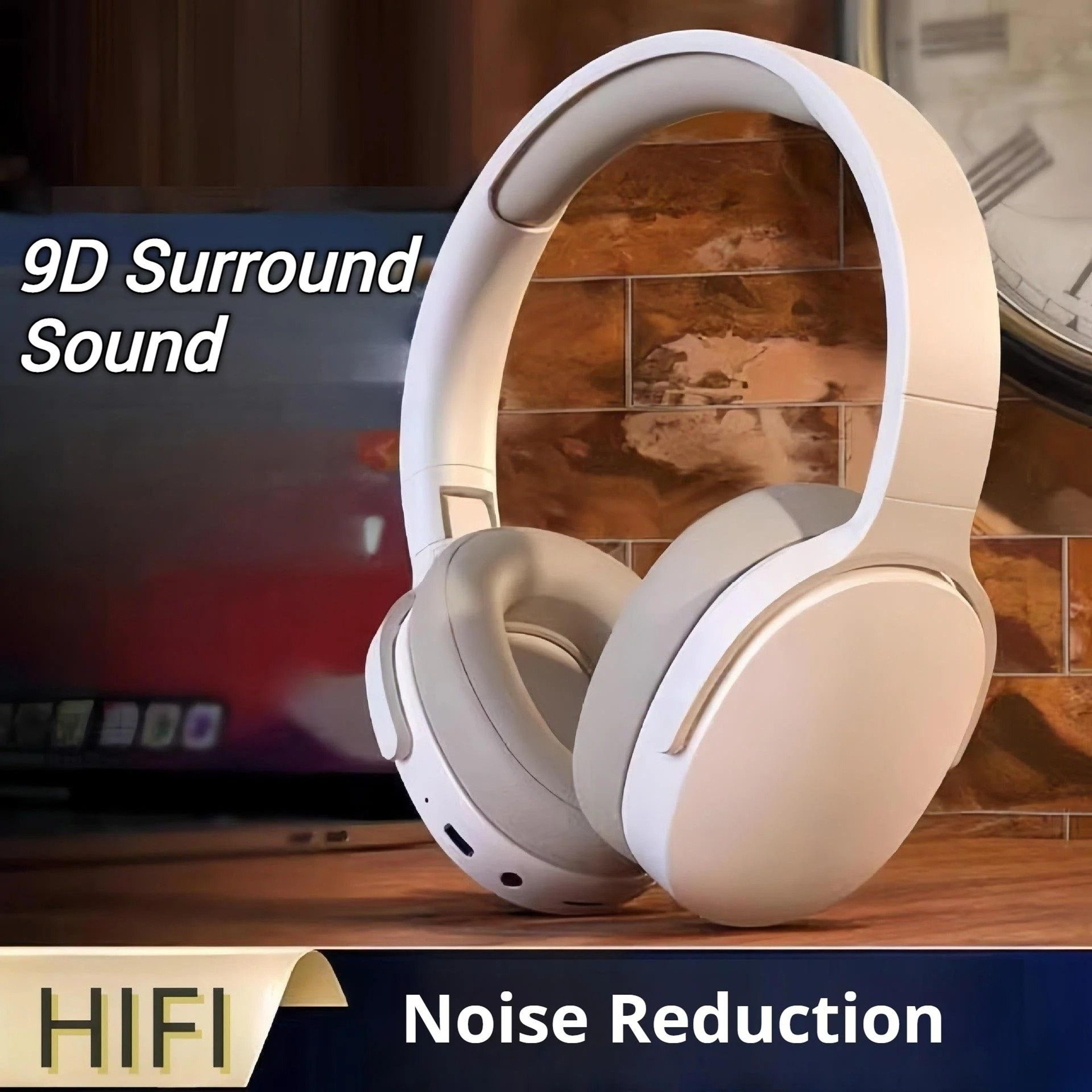 wireless headset bluetooth 5.2 long battery life gaming music headphones