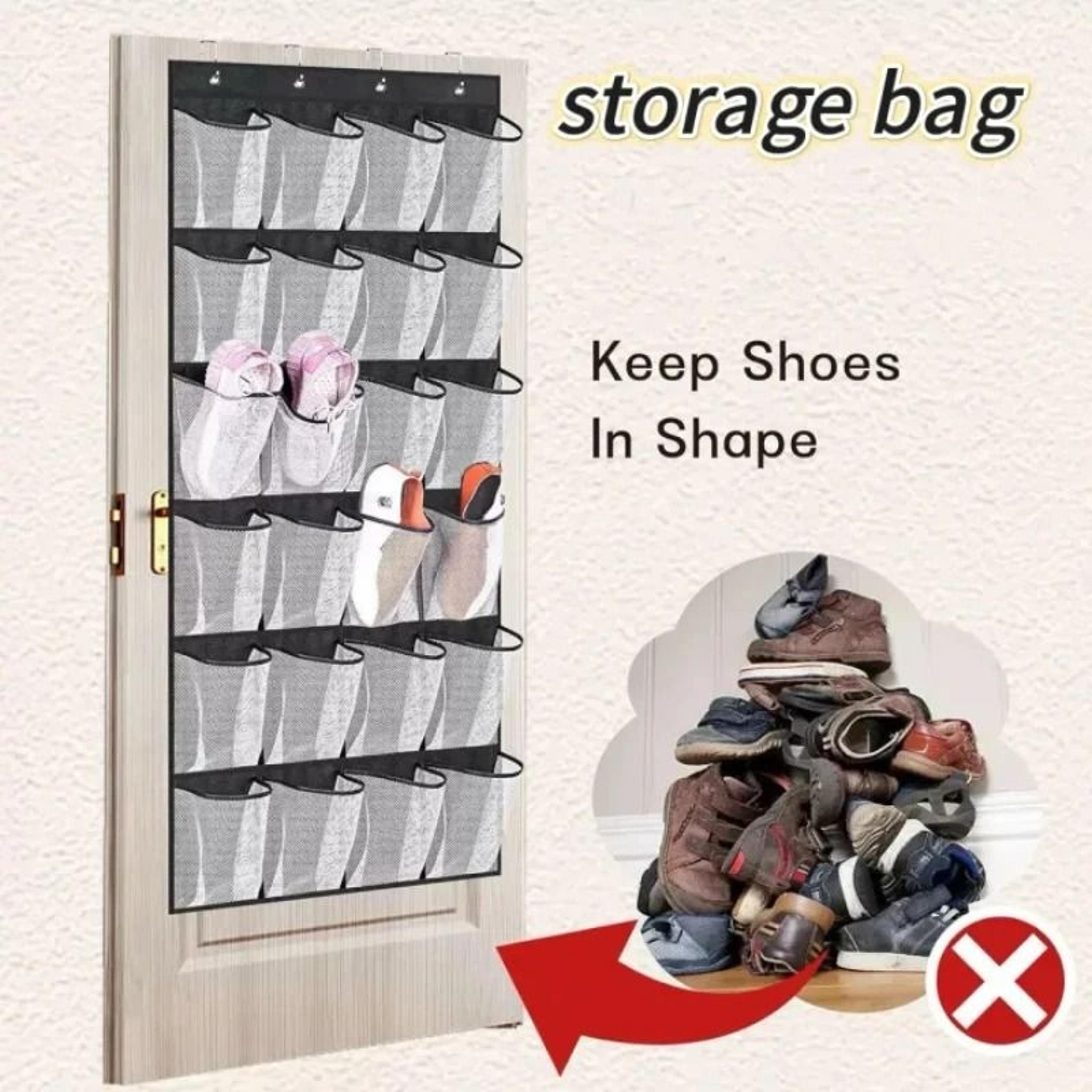 over the door hanging shoe organizer with 24 mesh pockets