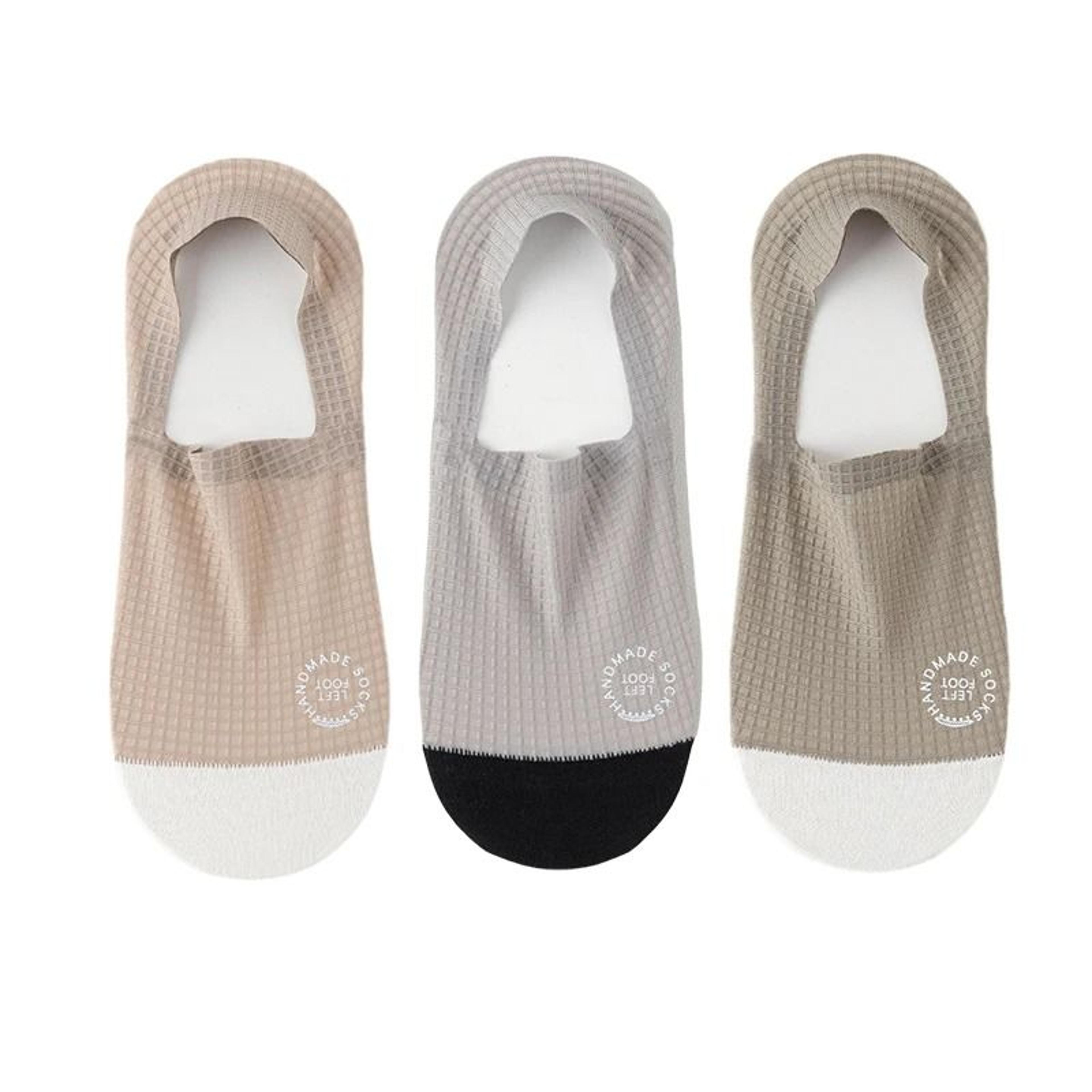 Mens Invisible Breathable Waffle Pattern Boat Socks 3Pack 10