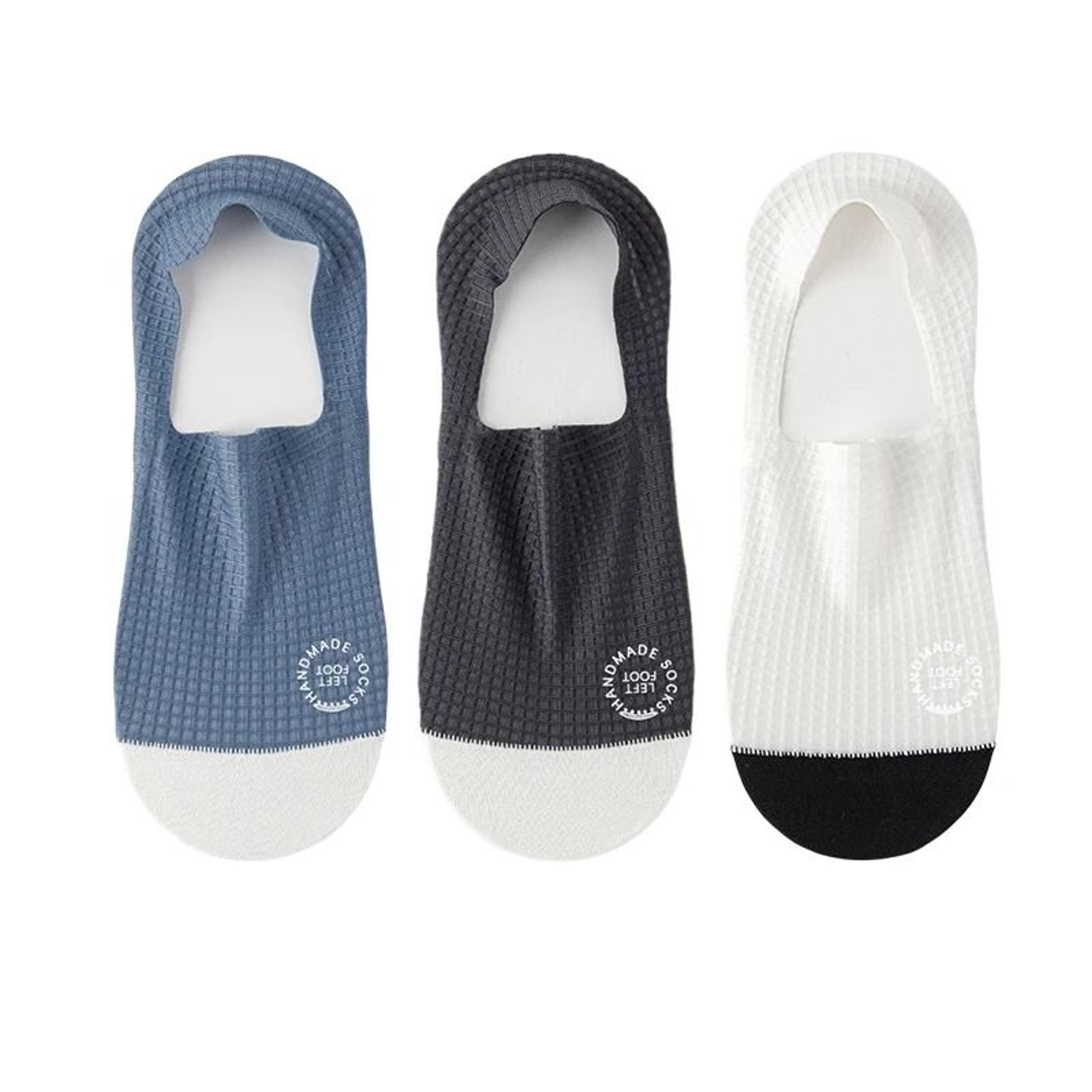 Mens Invisible Breathable Waffle Pattern Boat Socks 3Pack 7