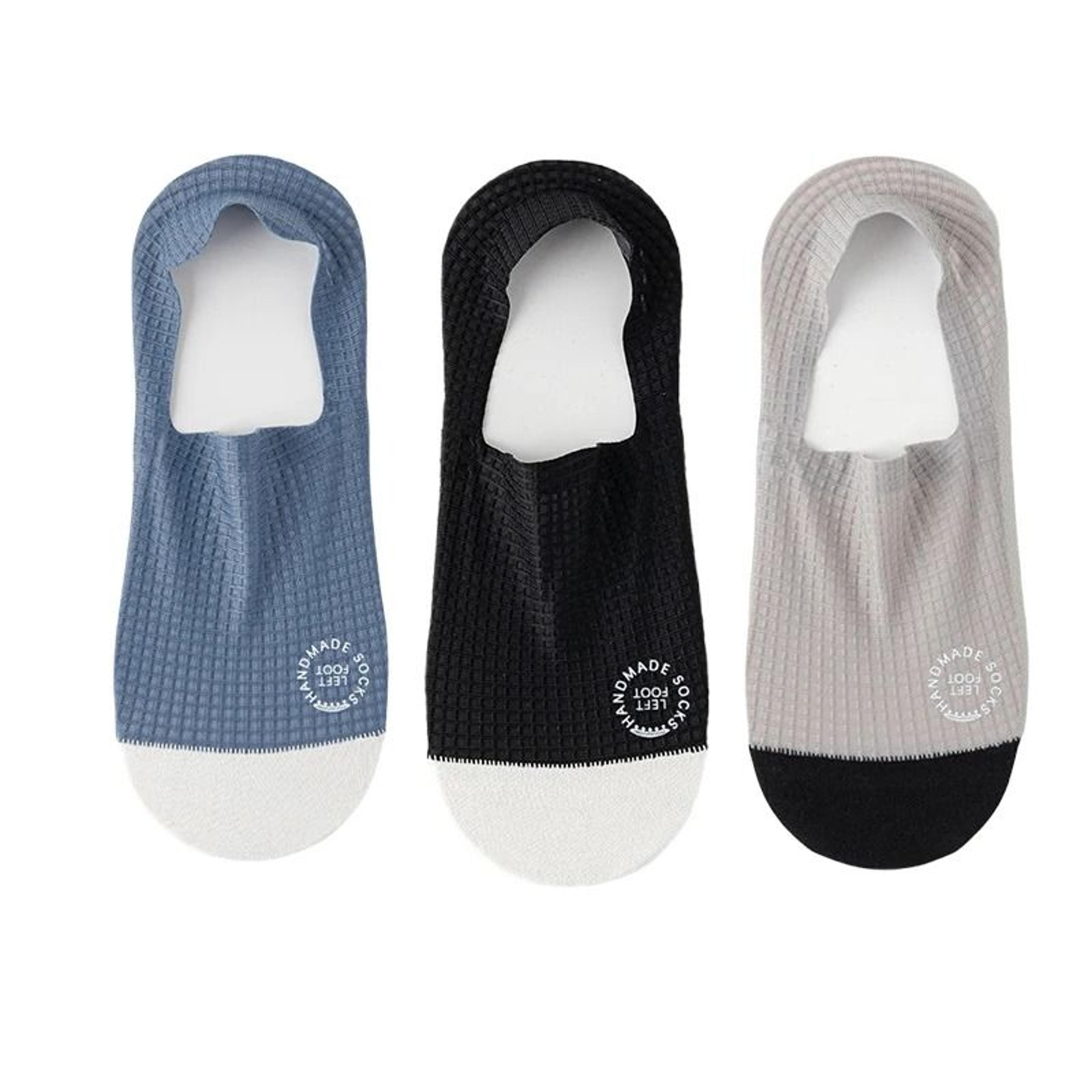 Mens Invisible Breathable Waffle Pattern Boat Socks 3Pack 8