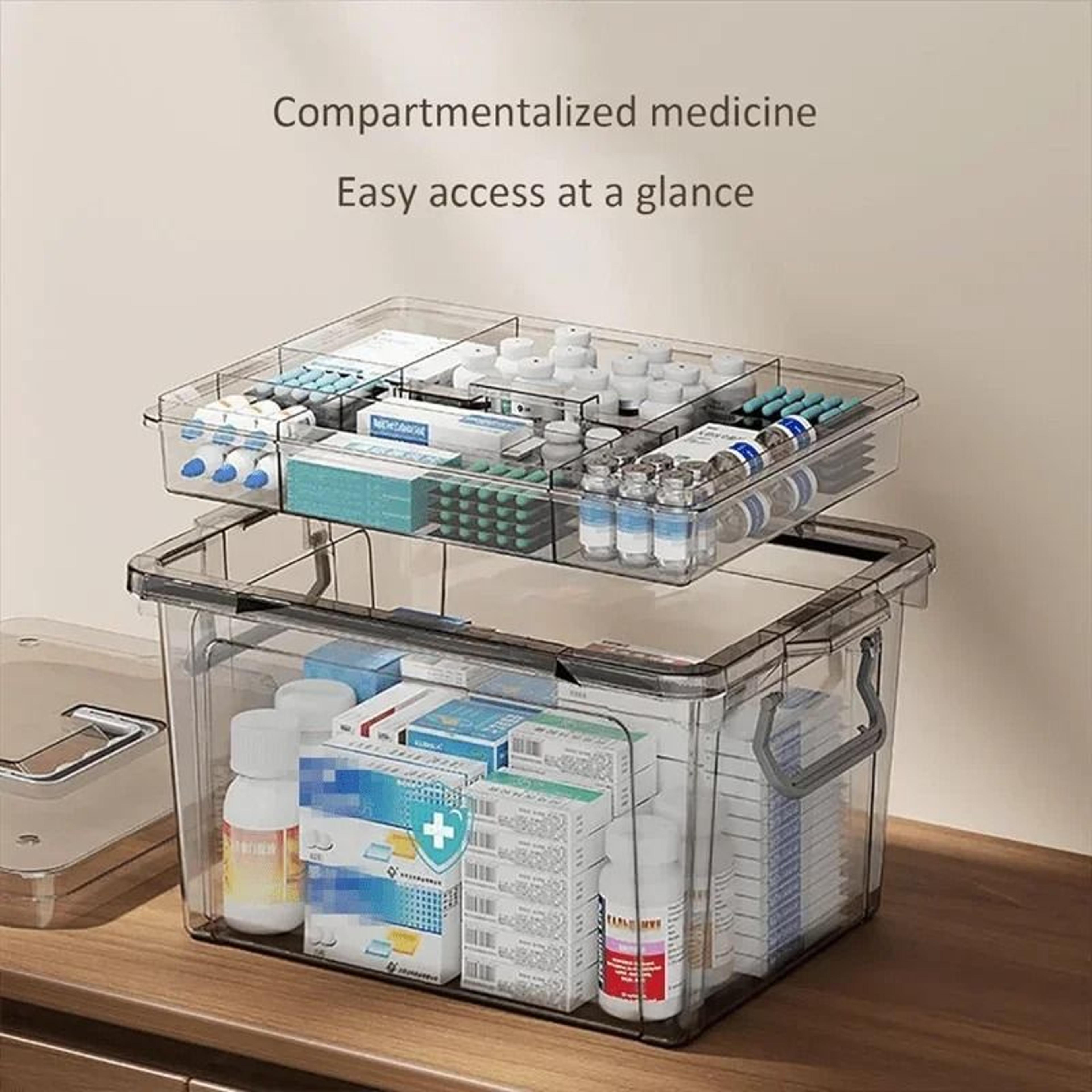 Transparent Medicine Organizer Box With Tray 2