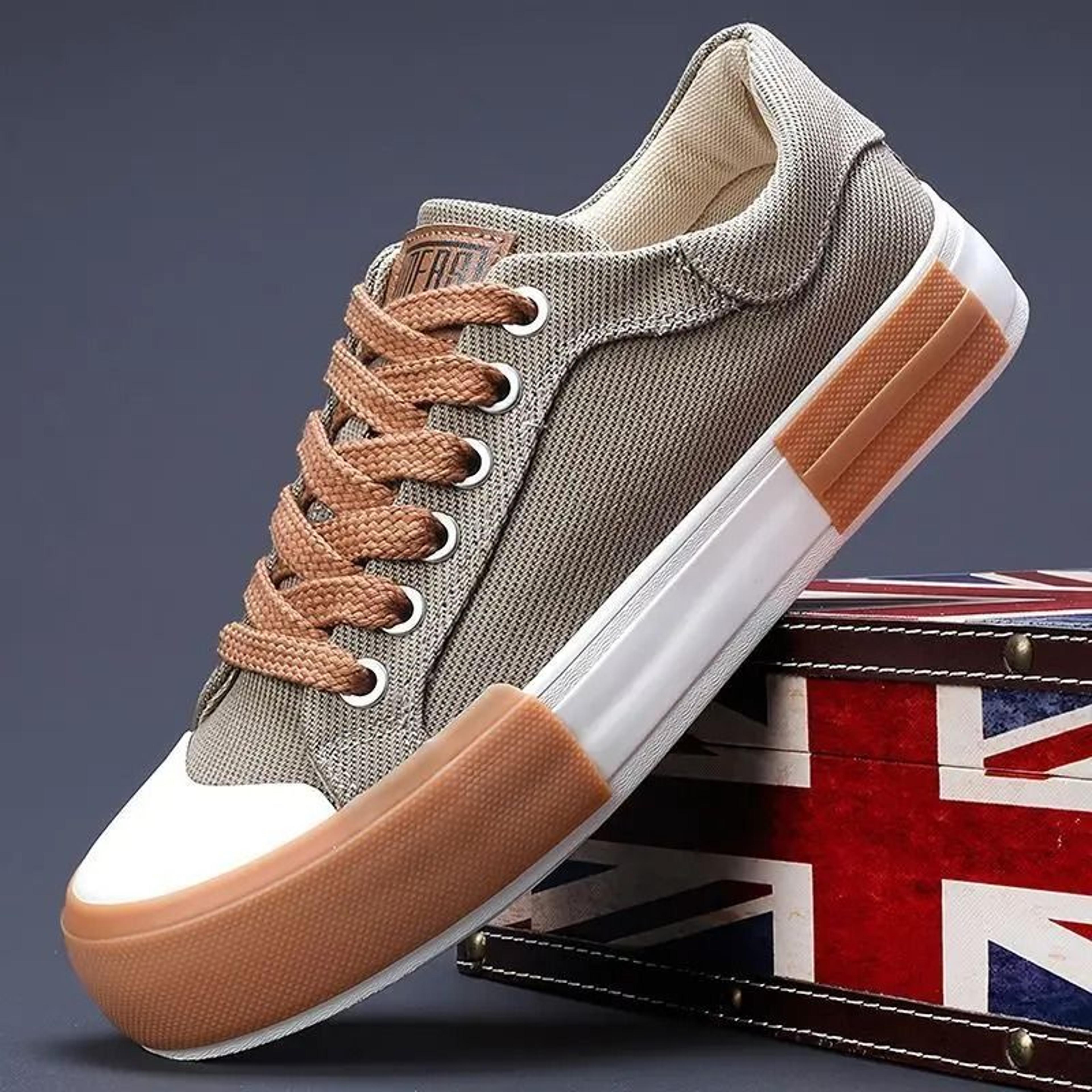 mens canvas lace up sneakers breathable outdoor casual shoes