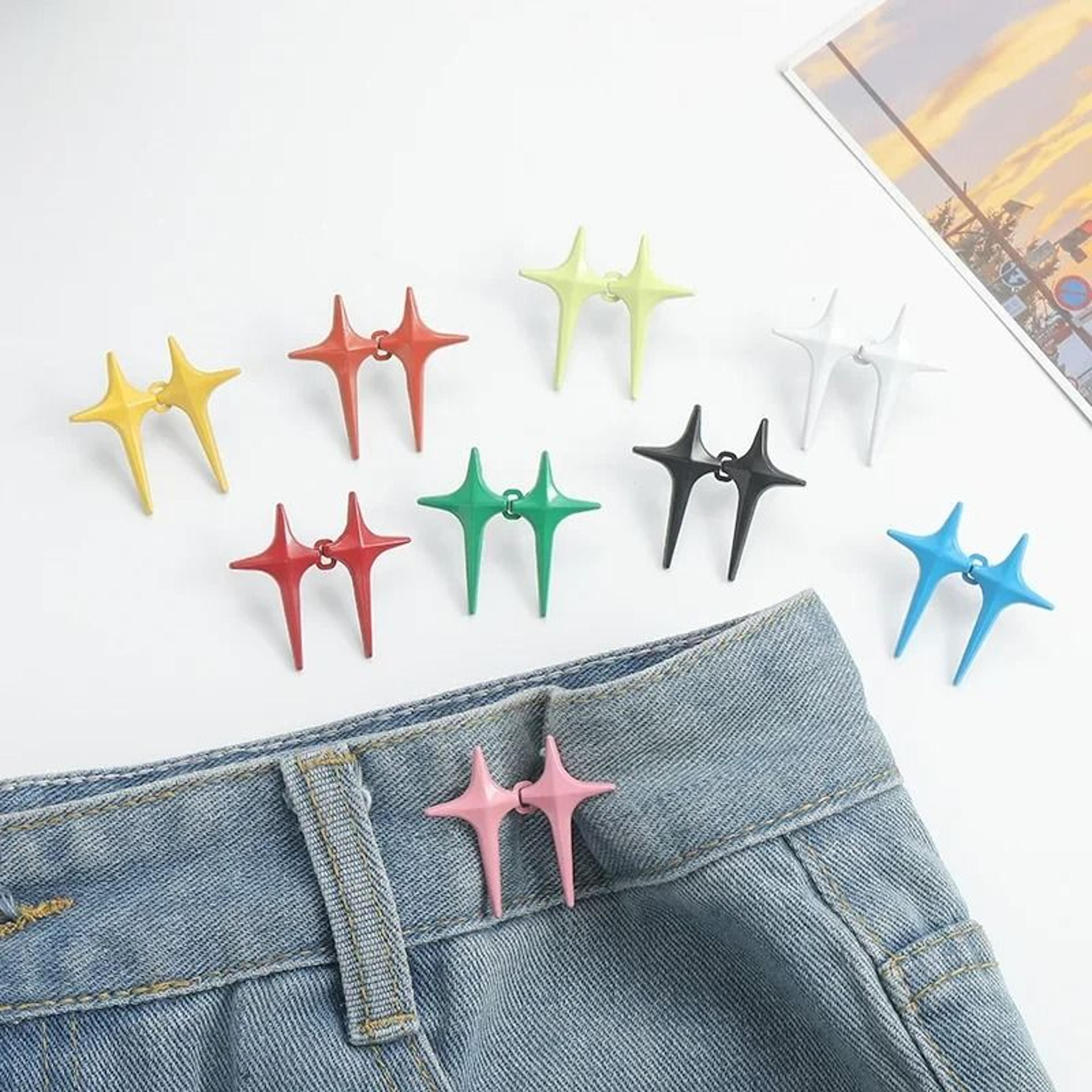 adjustable waist buckle clips retractable pin clips for jeans pants skirts waist tightener