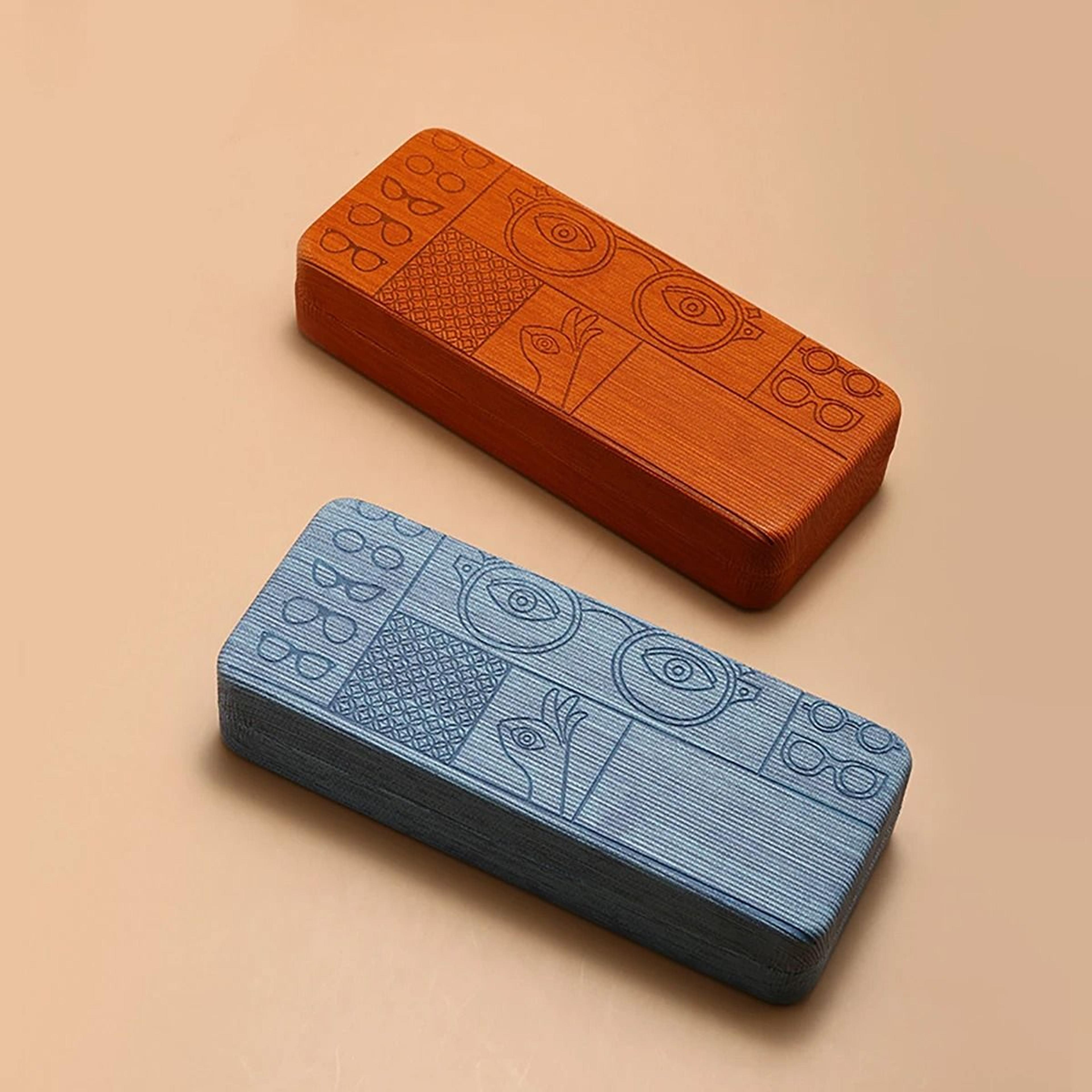 Geometric Pattern Glasses Case Portable Square Eyewear Holder With Embossed Design 1
