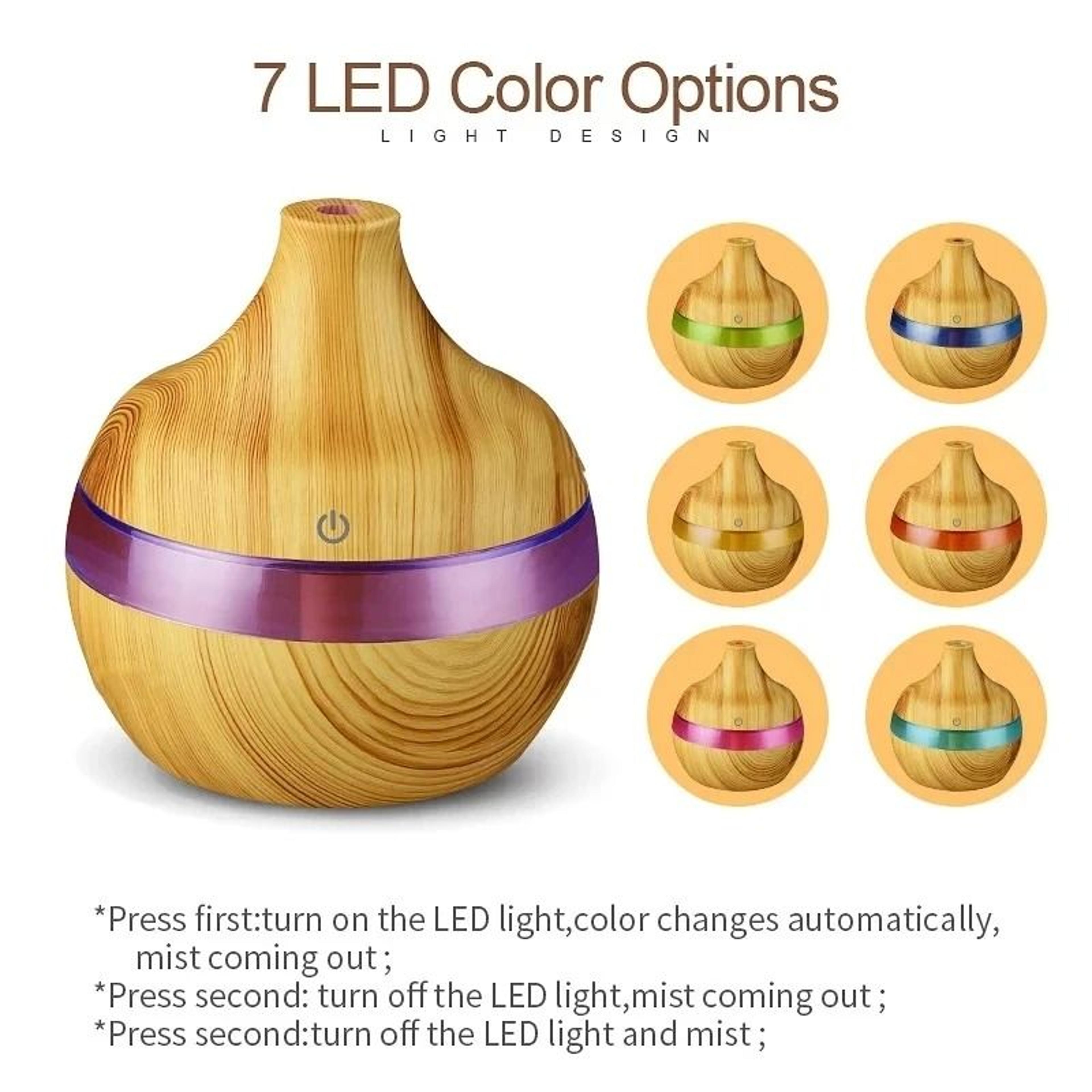 Wood Grain Ultrasonic Aroma Humidifier 300ml Cool Mist Maker 5