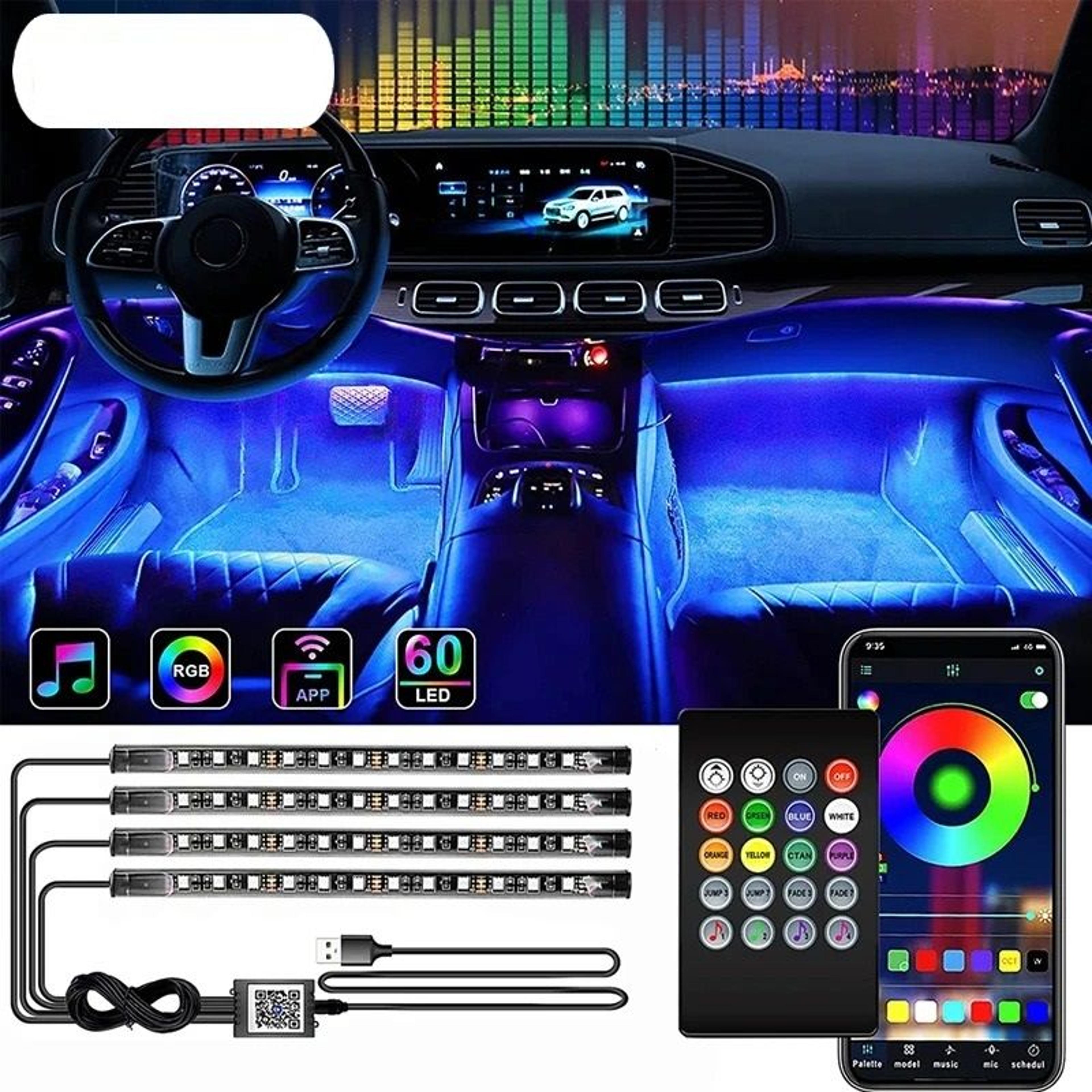 rgb neon led car interior ambient light kit with app and remote control