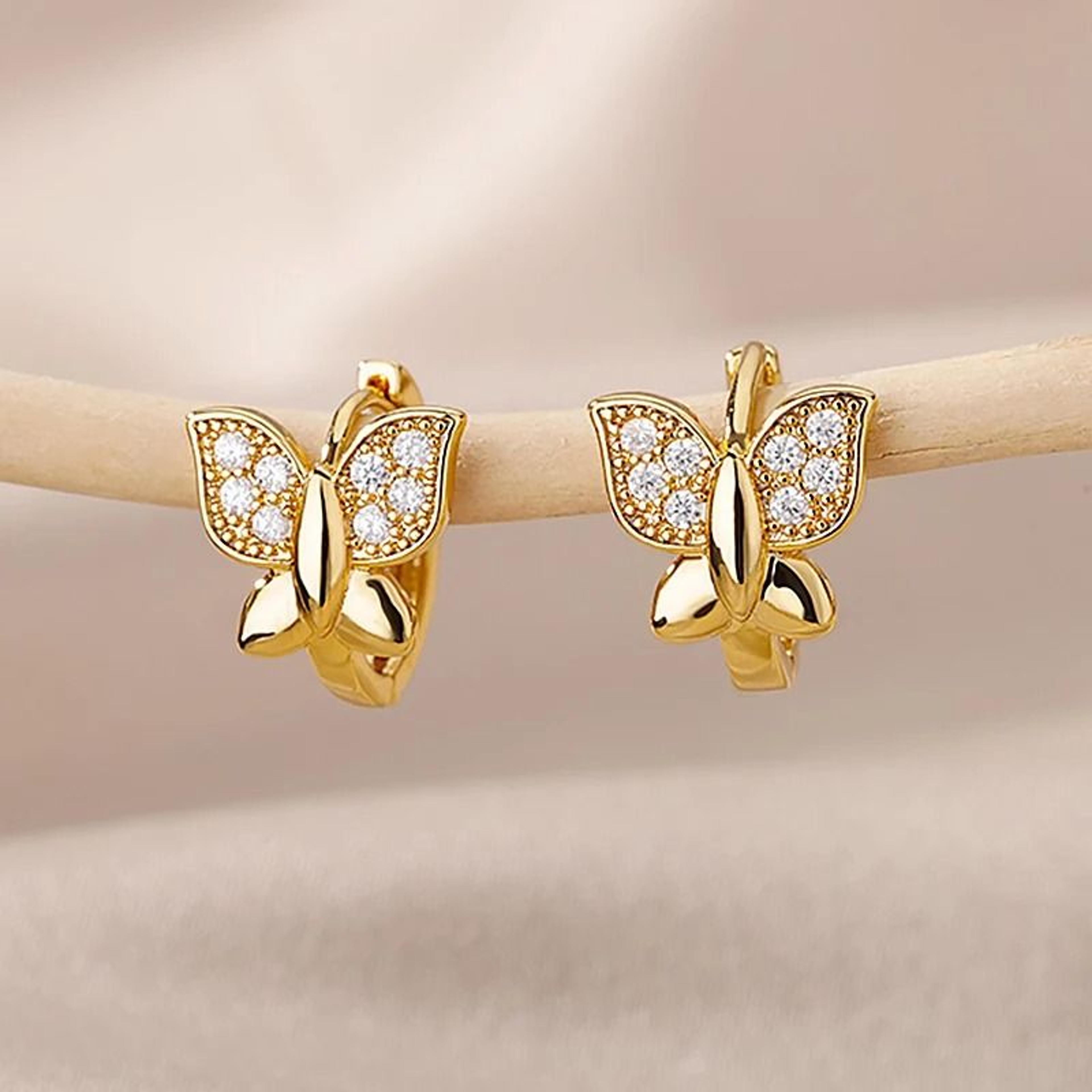 elegant butterfly stainless steel earrings for women and girls