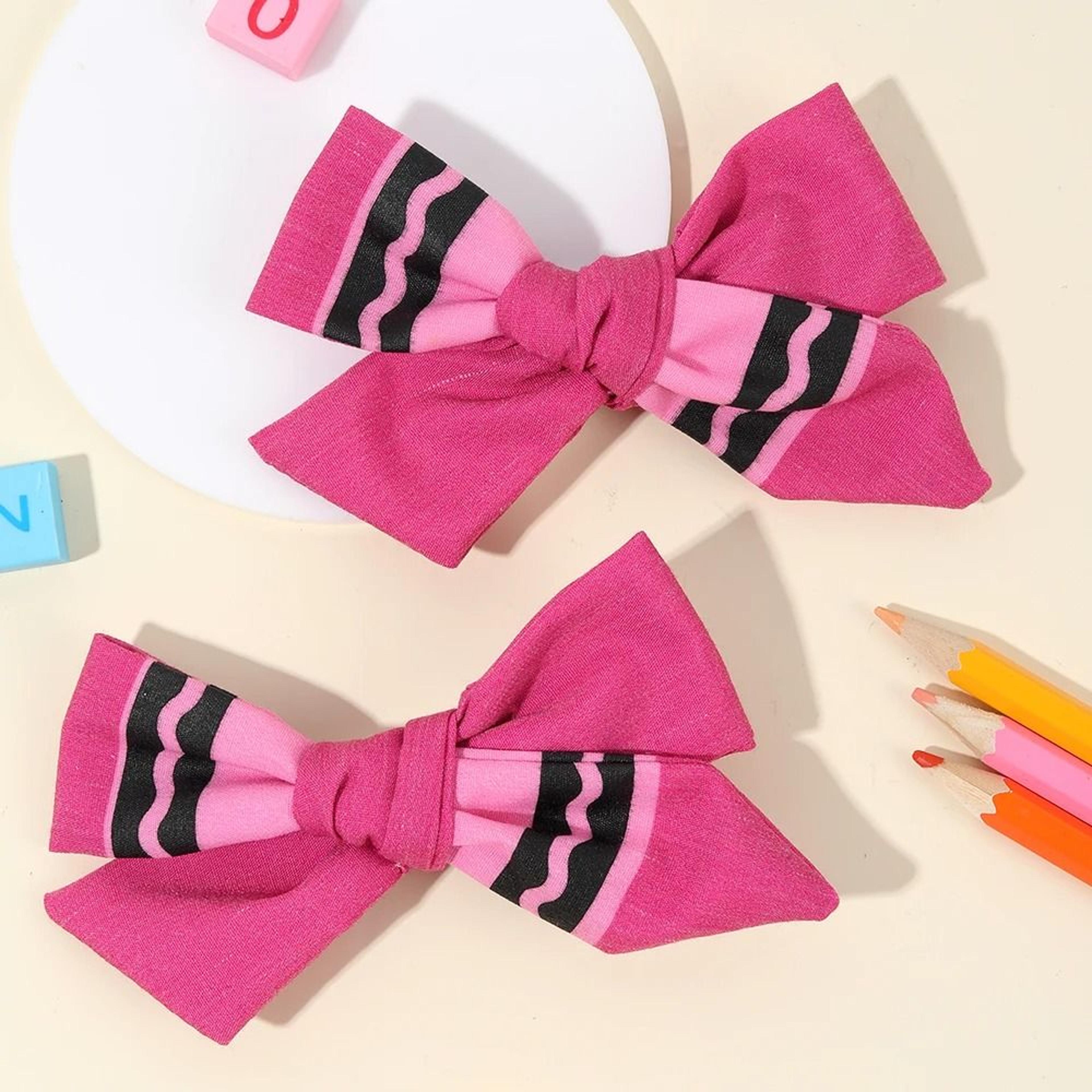 Cute Pencil Bow Hair Clips Set For Girls Back To School Accessories 13