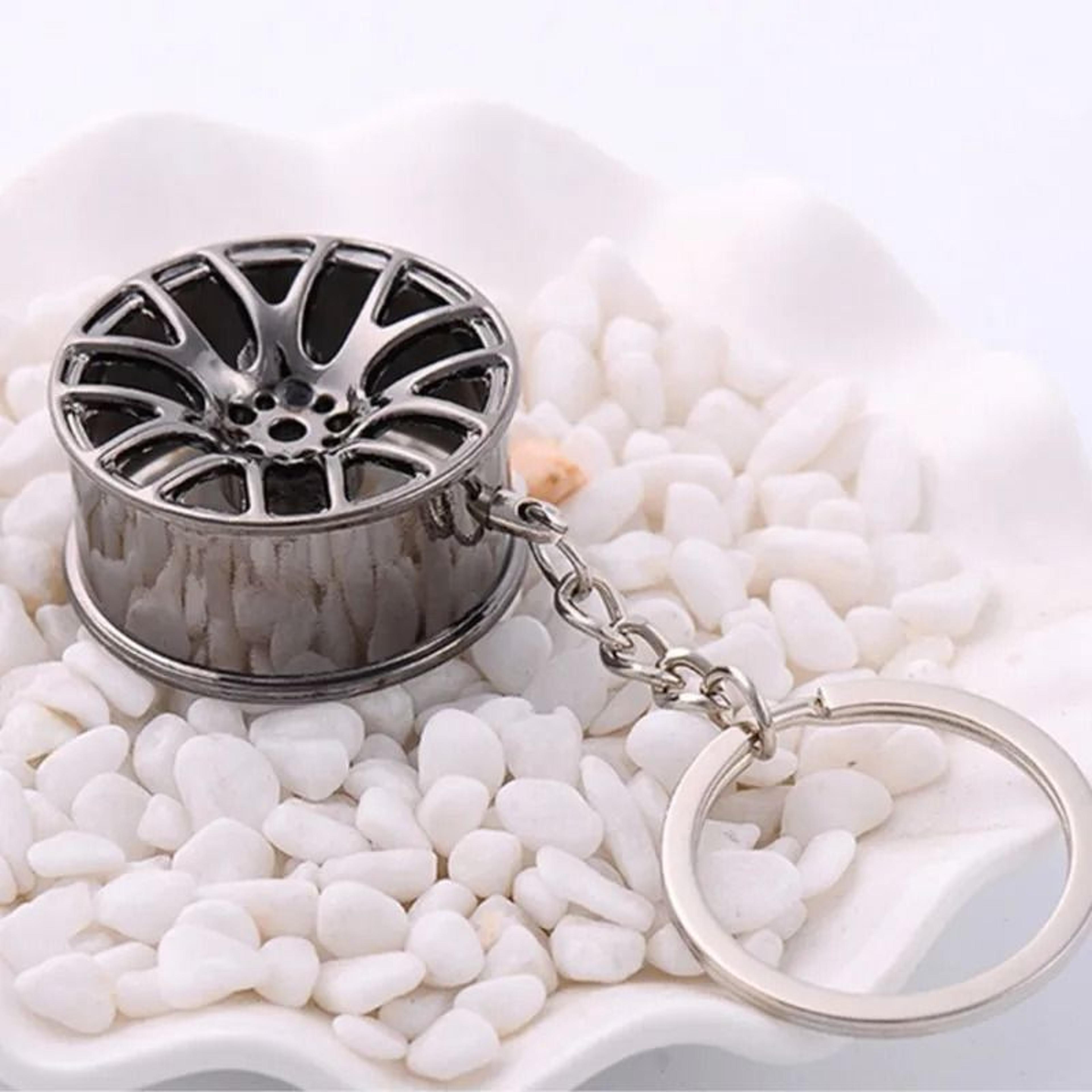 miniature metal wheel rim keychain for car fans