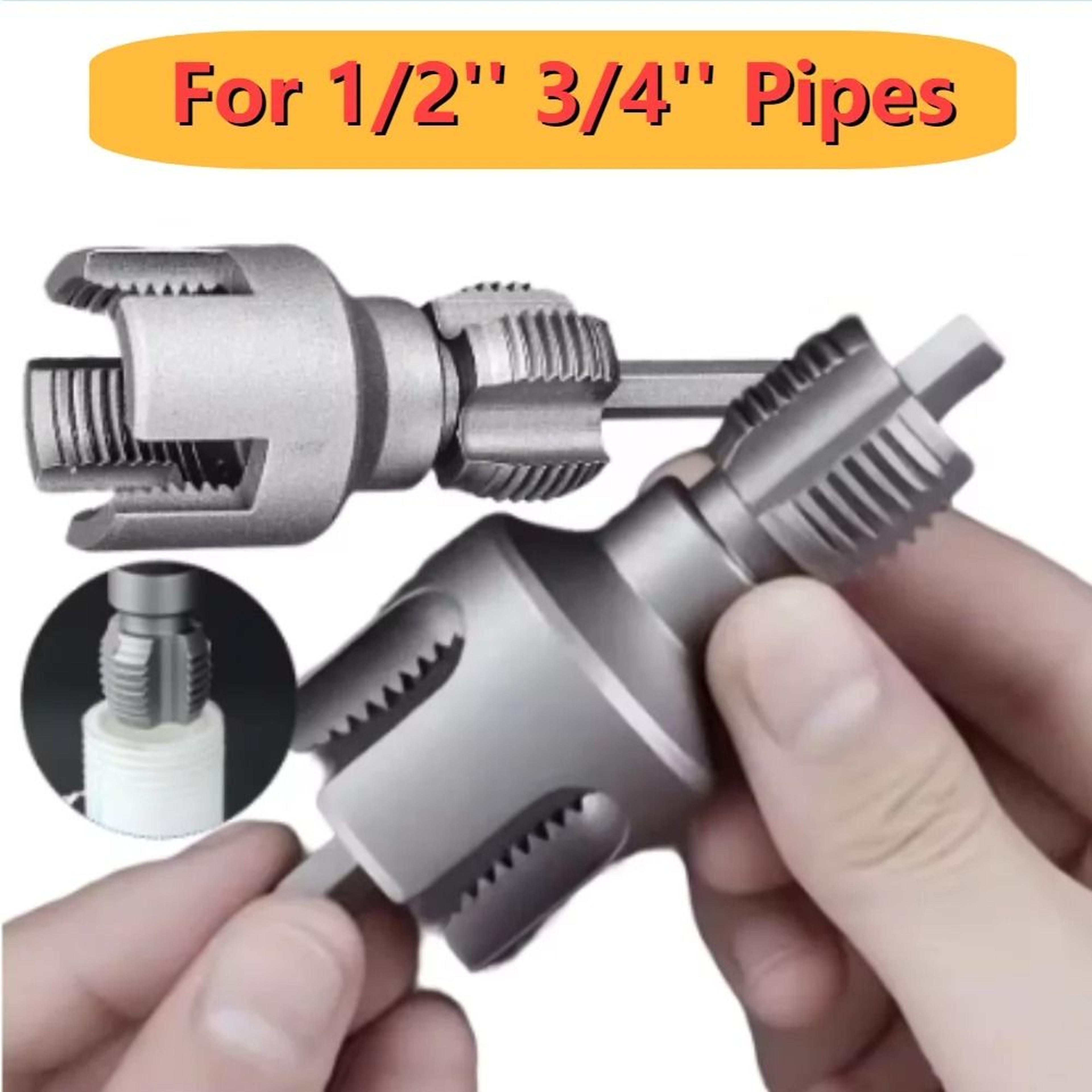 universal internal and external pipe threading tool for pipe fittings and plumbing repairs