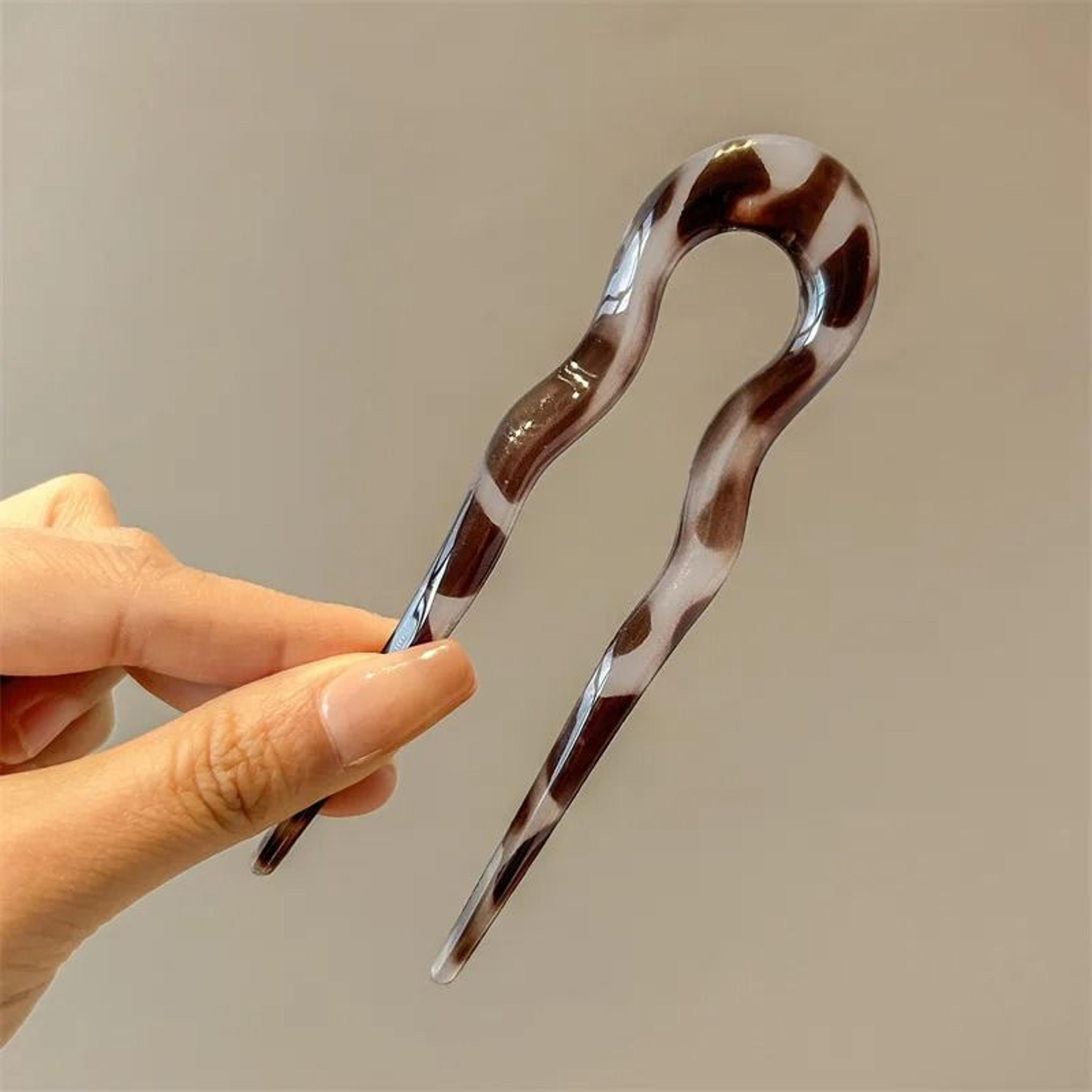 Tortoise Shell Acetate U Shape Hair Fork 10