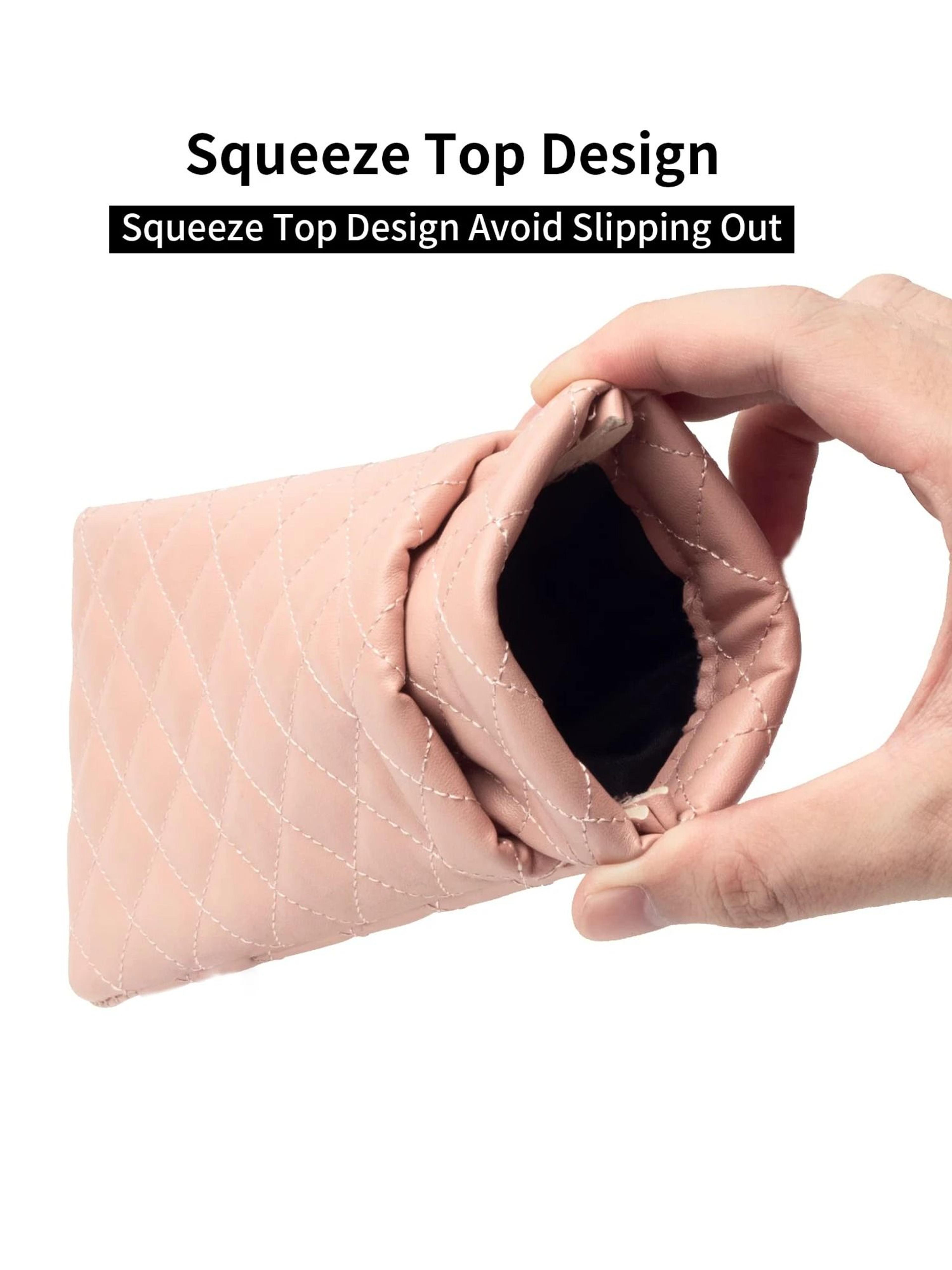 Double Layer Portable Squeeze Glasses Case Soft PU Leather Storage Bag 1