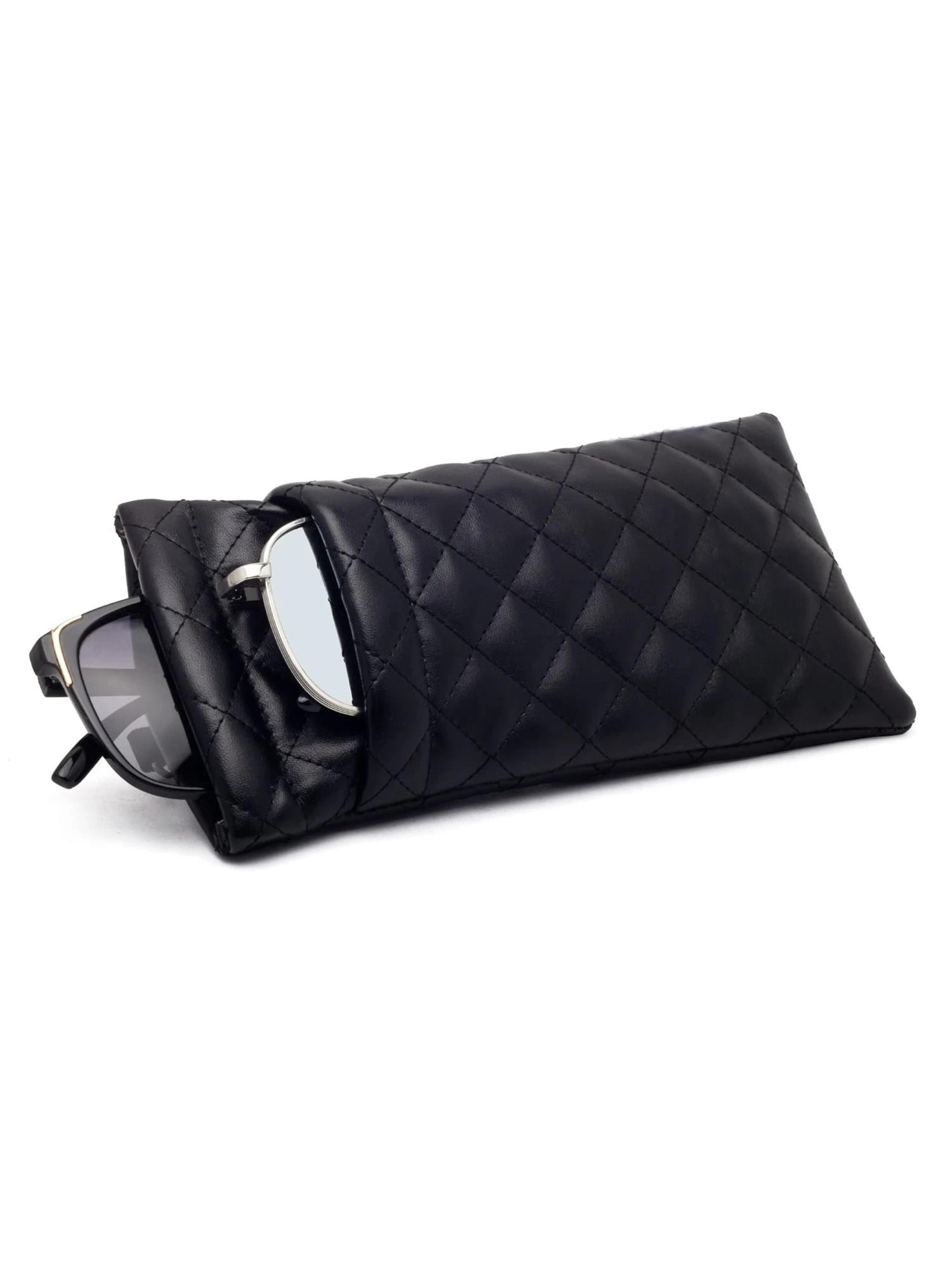 Double Layer Portable Squeeze Glasses Case Soft PU Leather Storage Bag 6
