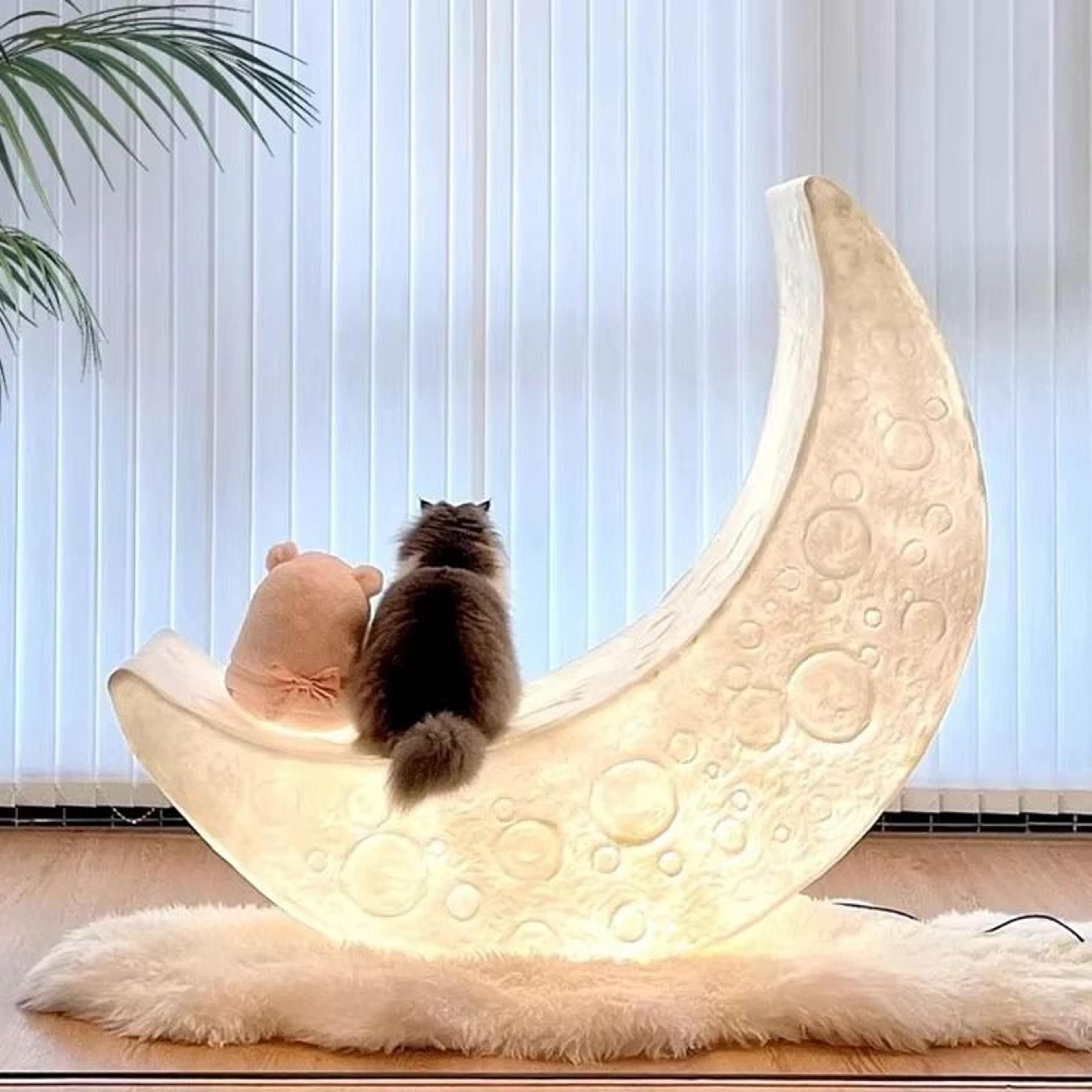 Crescent Moon Lounge Lamp Chair With Soft Ambient Glow 3