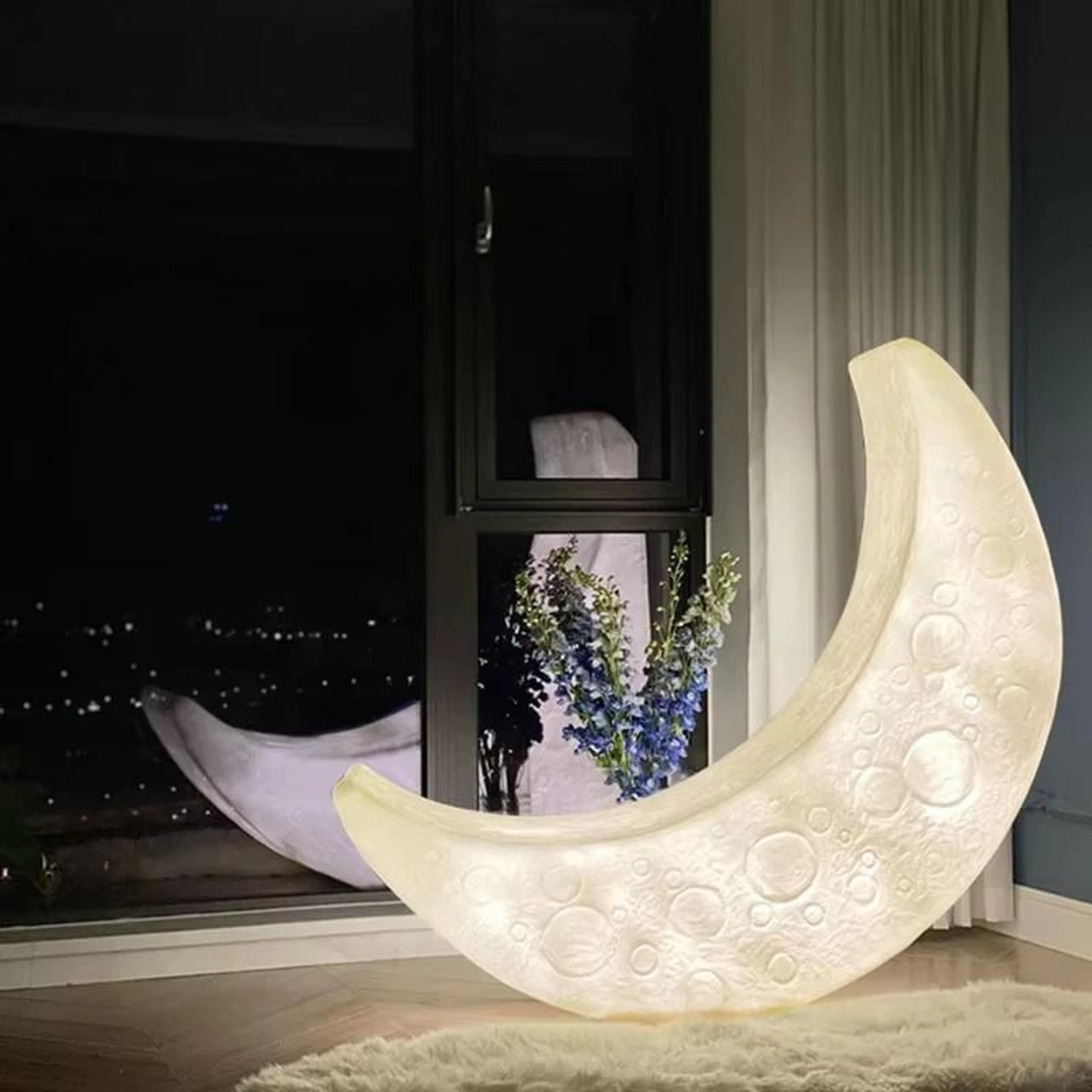 Crescent Moon Lounge Lamp Chair With Soft Ambient Glow 4