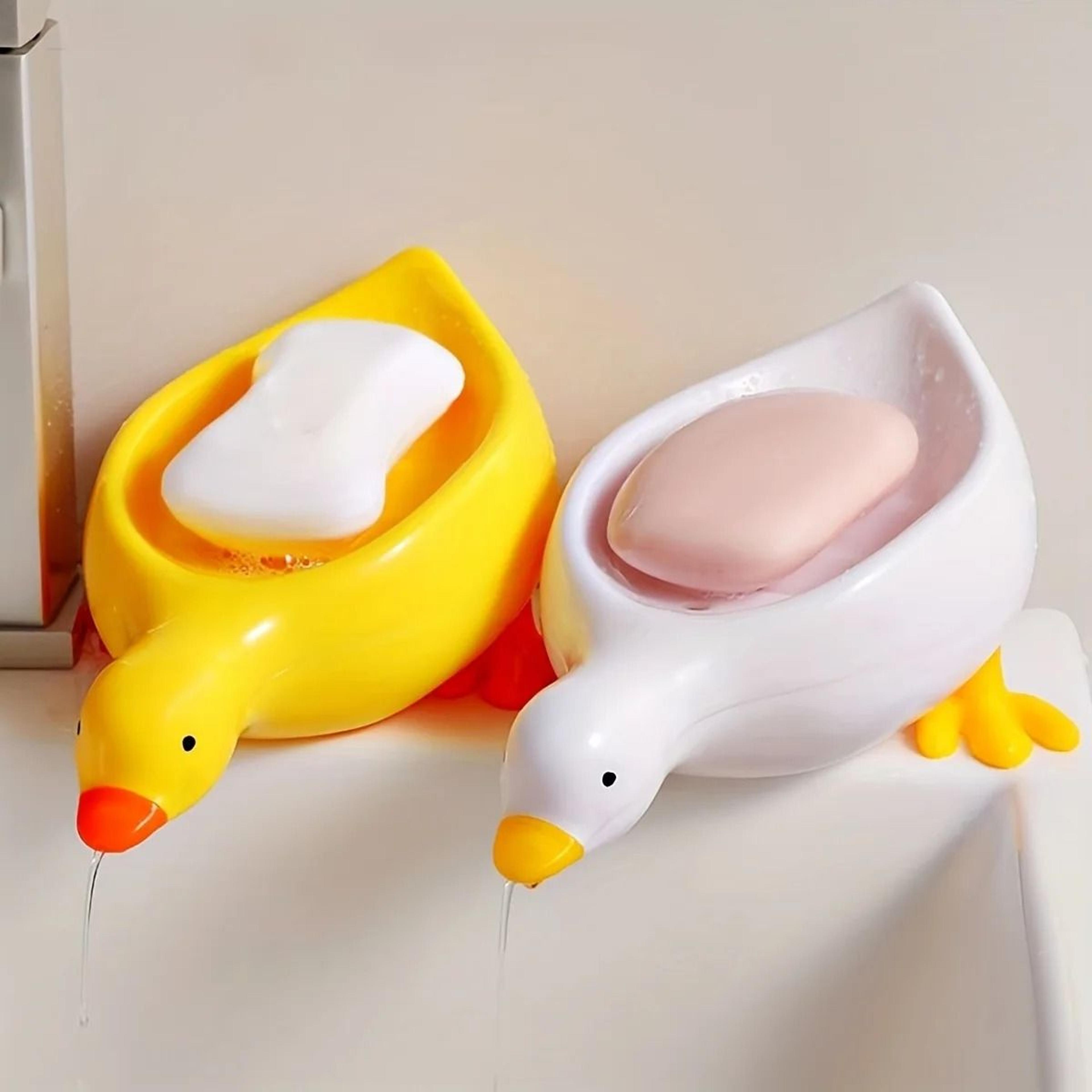 cute duck shaped soap dish with self draining design