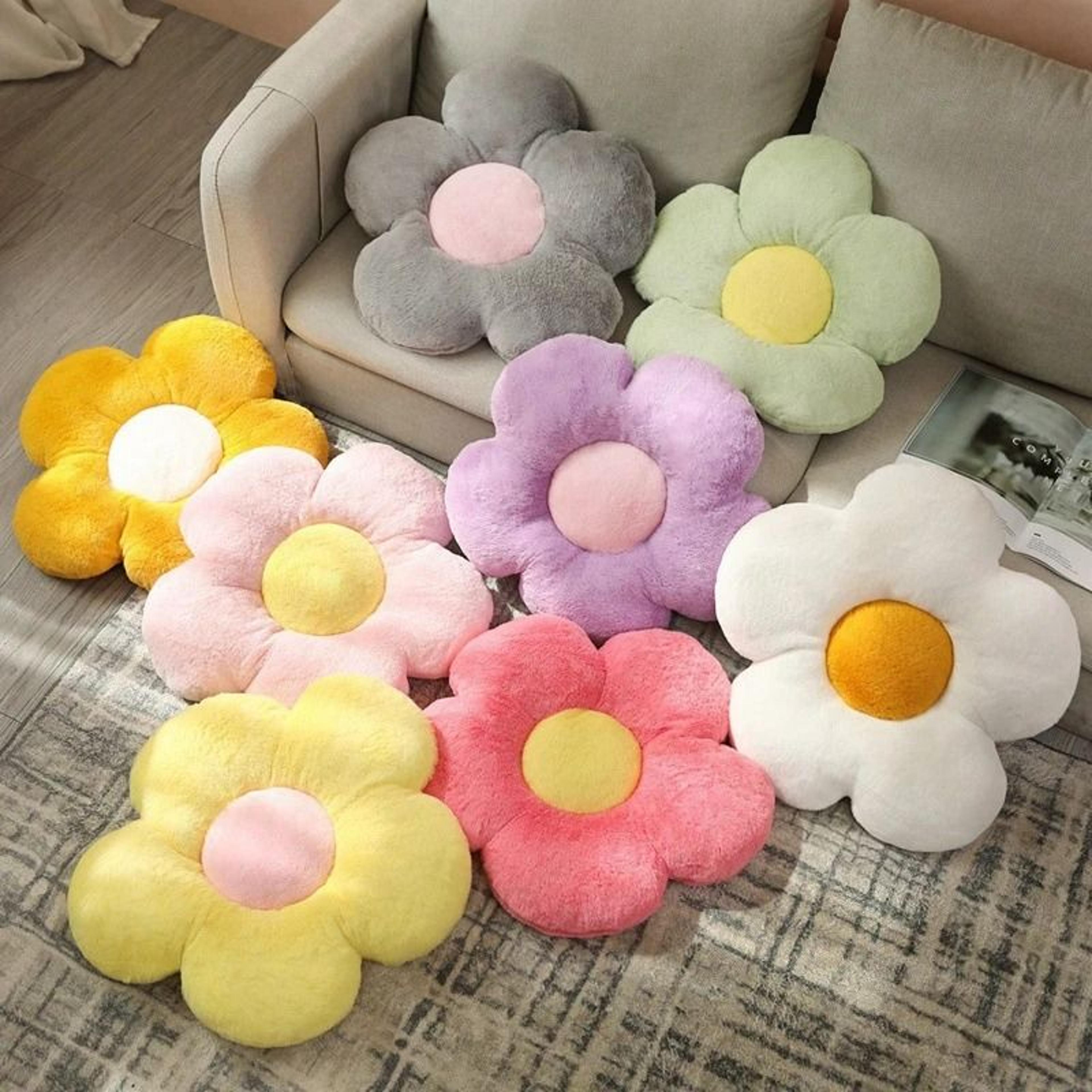 soft five petal flower cushion