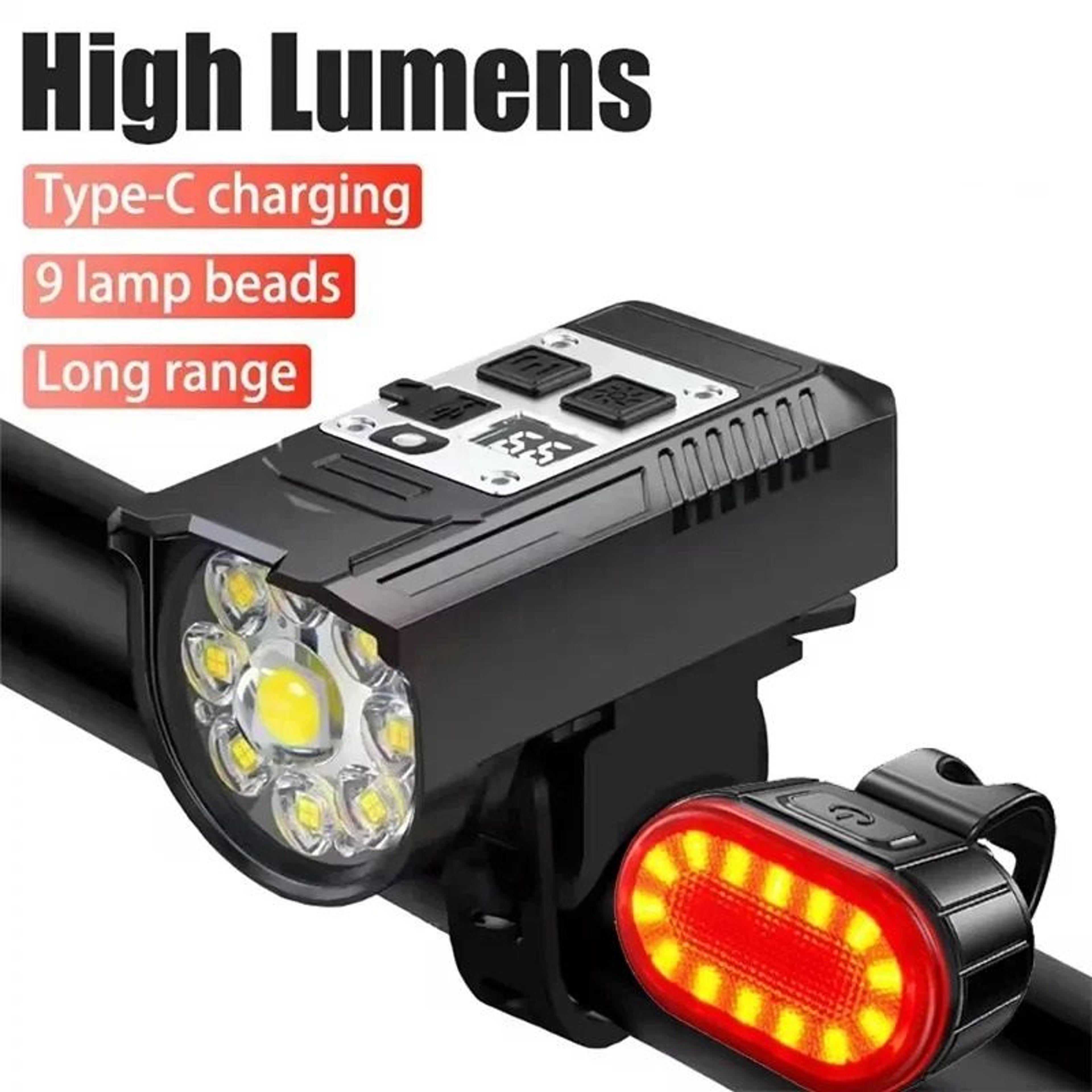 usb c rechargeable bicycle front and rear light set with smart sensor