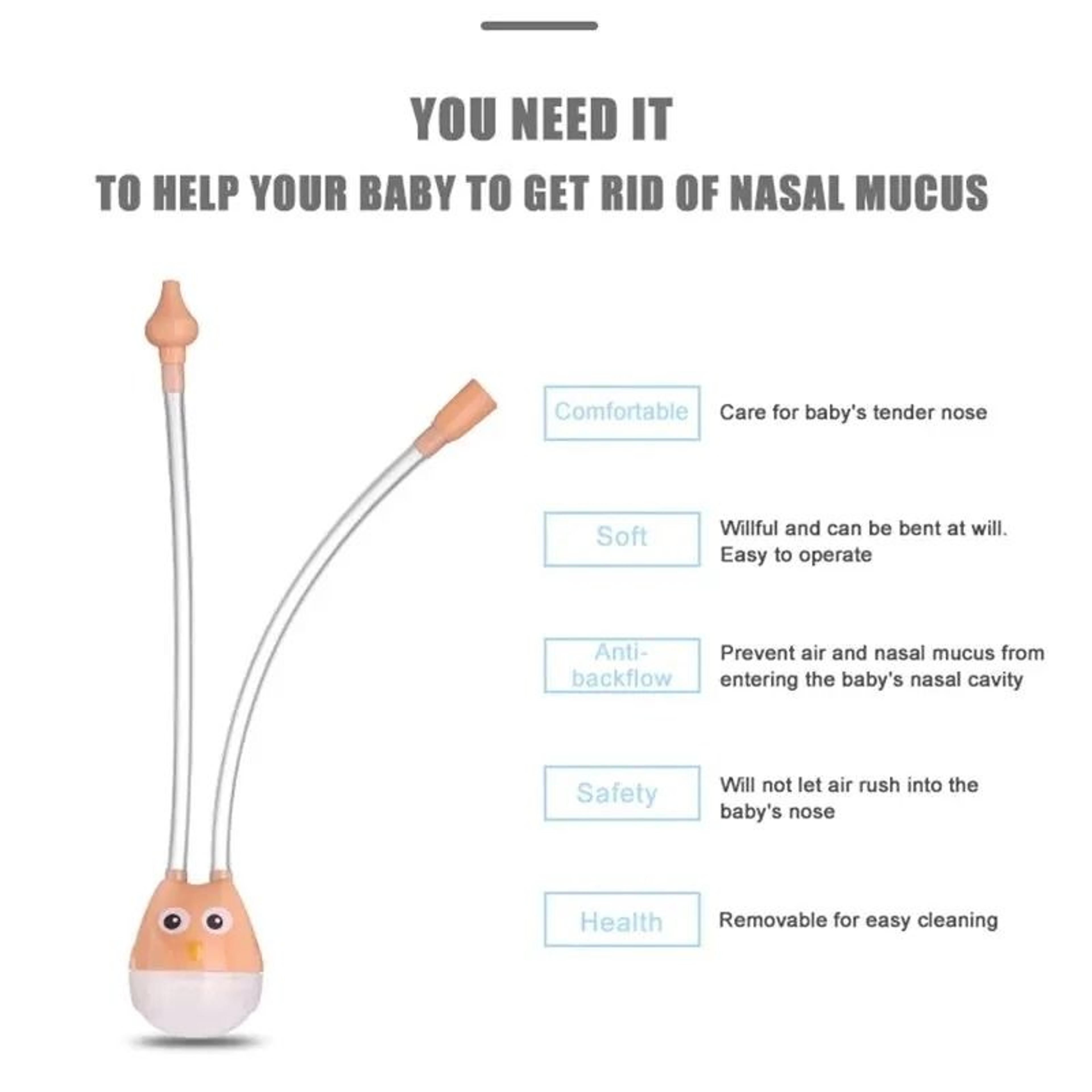 Baby Nasal Aspirator Mouth Suction Cleaner For Gentle Infant Booger Removal 2
