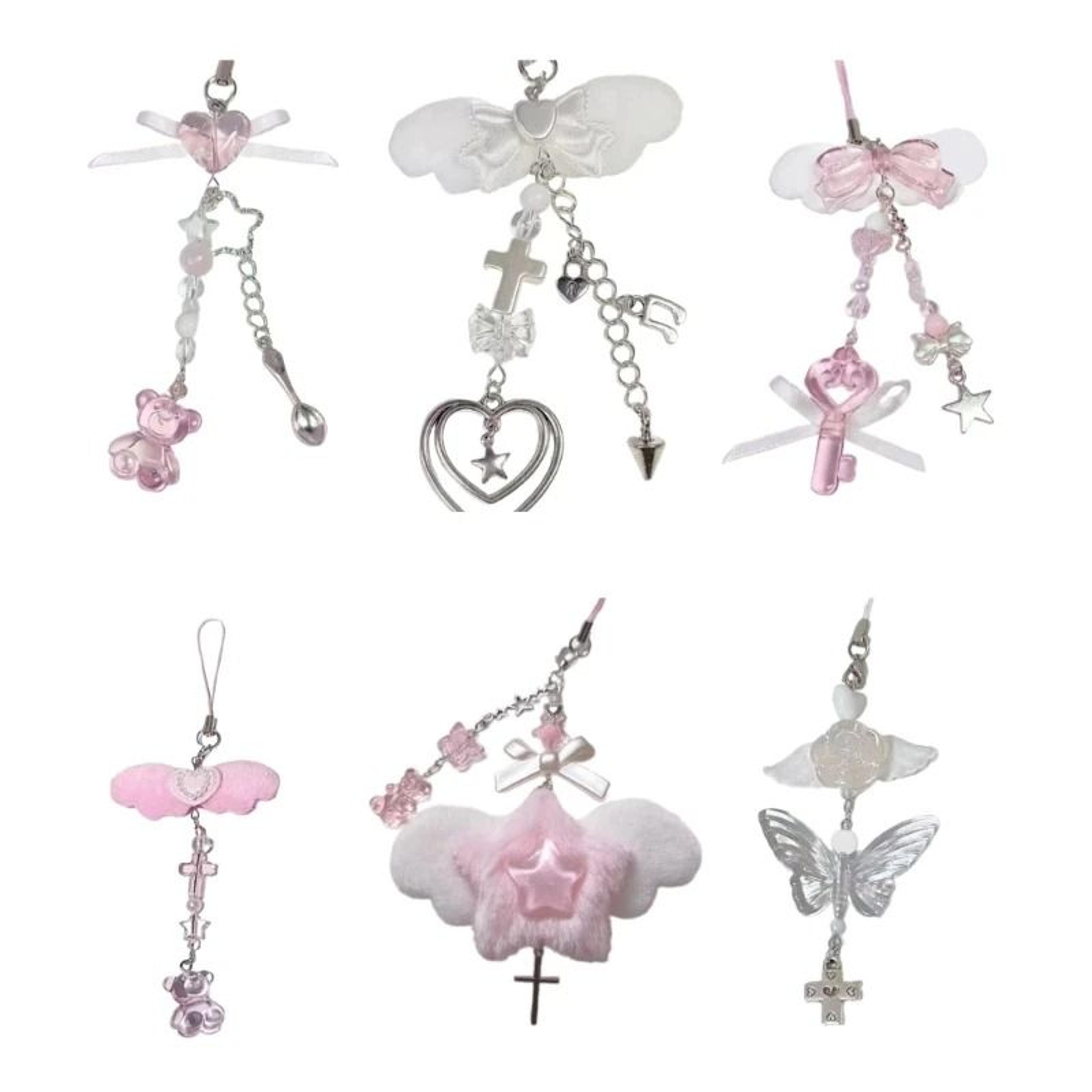 angel wing beaded phone charm accessory